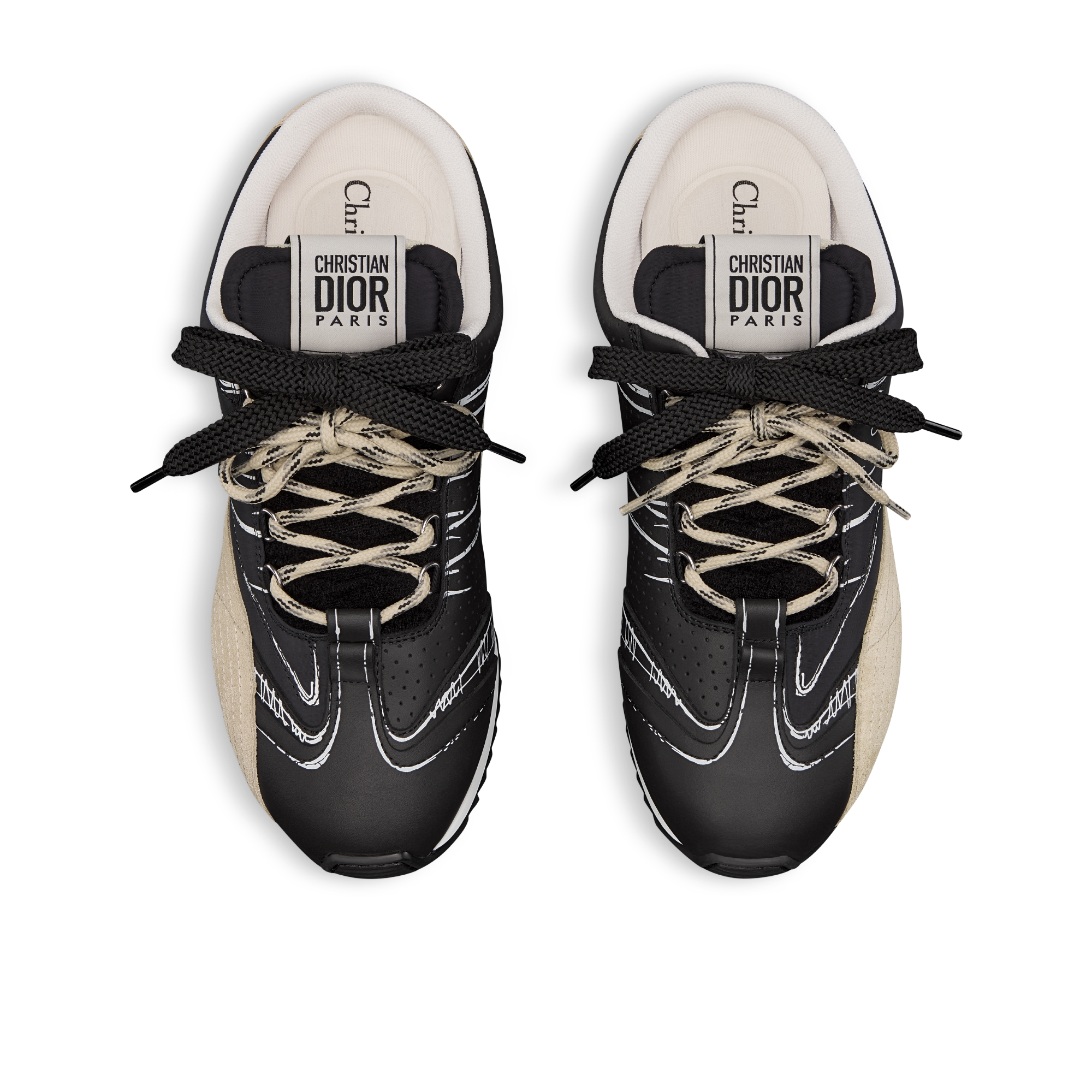 D-Sketch Sneaker Nylon und Kalbsleder in Schwarz E06