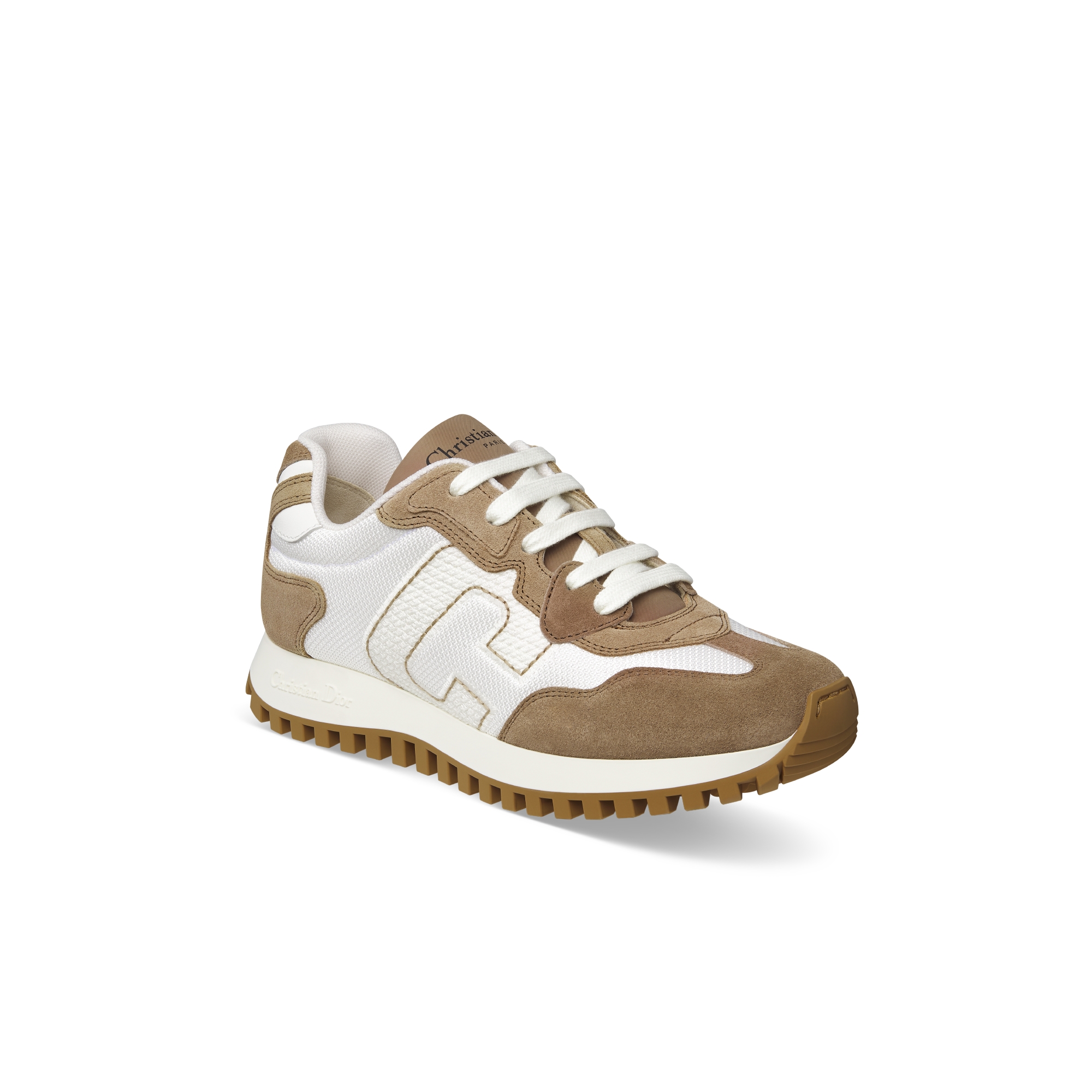 C'est Dior Sneaker White Technical Mesh with Hazelnut Calfskin and Suede Calfskin E03