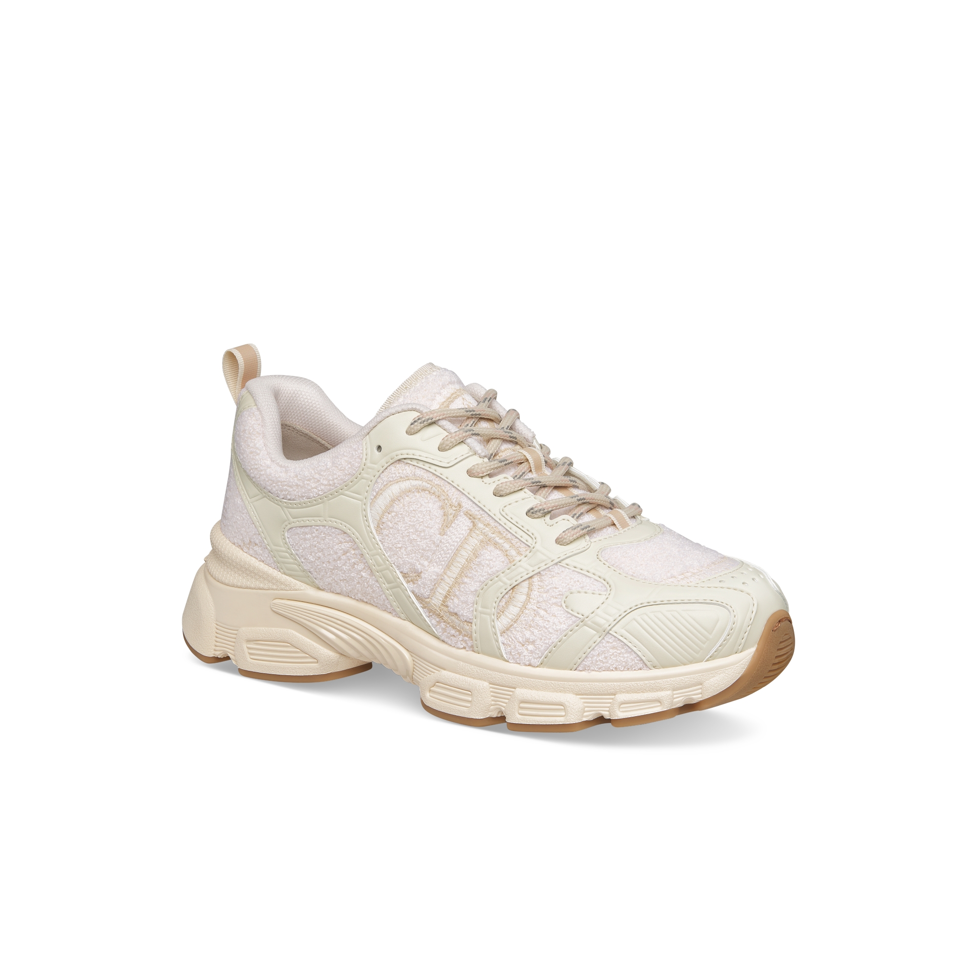 Dior Chrono Sneaker Beige Terry-Effect Technical Fabric and Leather-Effect Panels E03