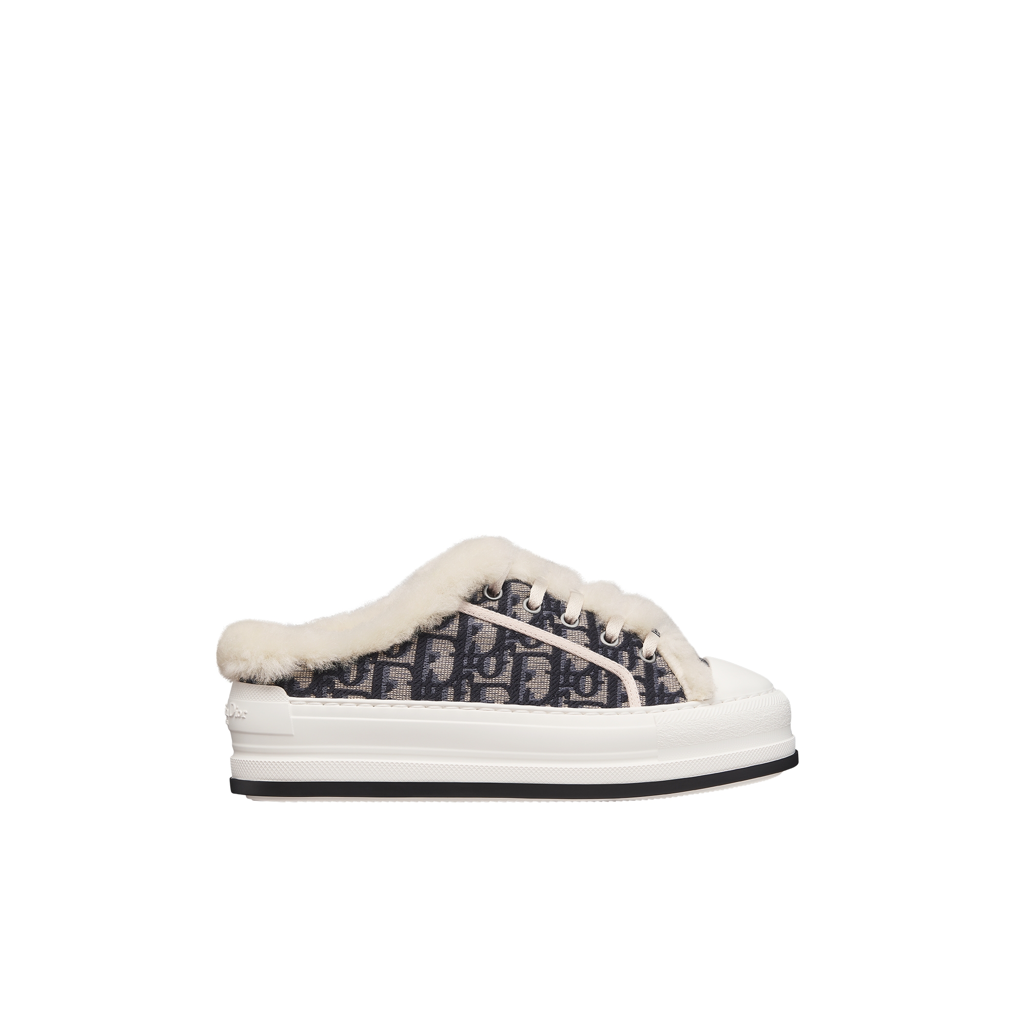 DiorAlps Walk'n'Dior Platform Sneaker Deep Blue Dior Oblique Embroidered Cotton and White Lambskin Shearling E02
