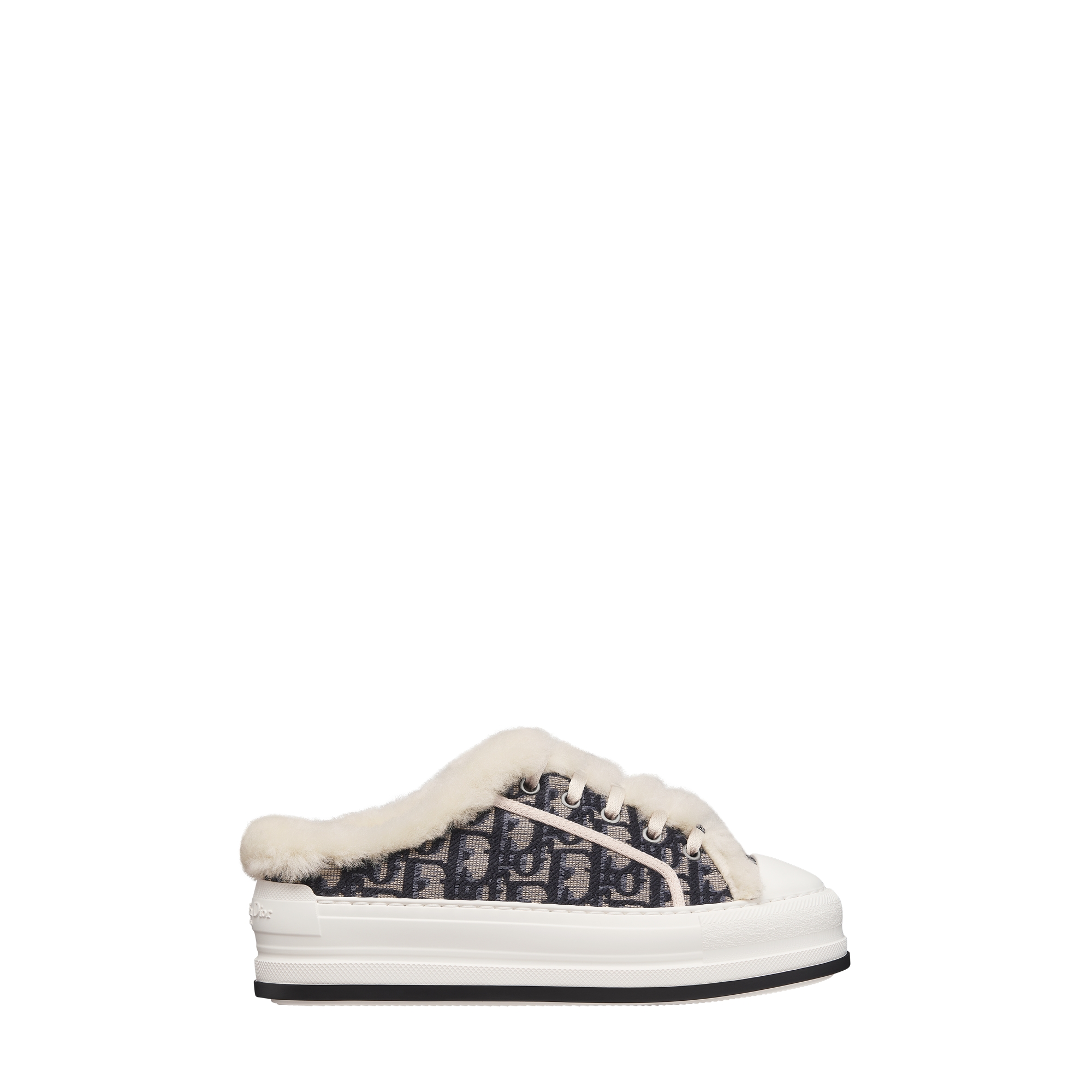 DiorAlps Walk'n'Dior Platform Sneaker Deep Blue Dior Oblique Embroidered Cotton and White Lambskin Shearling E02