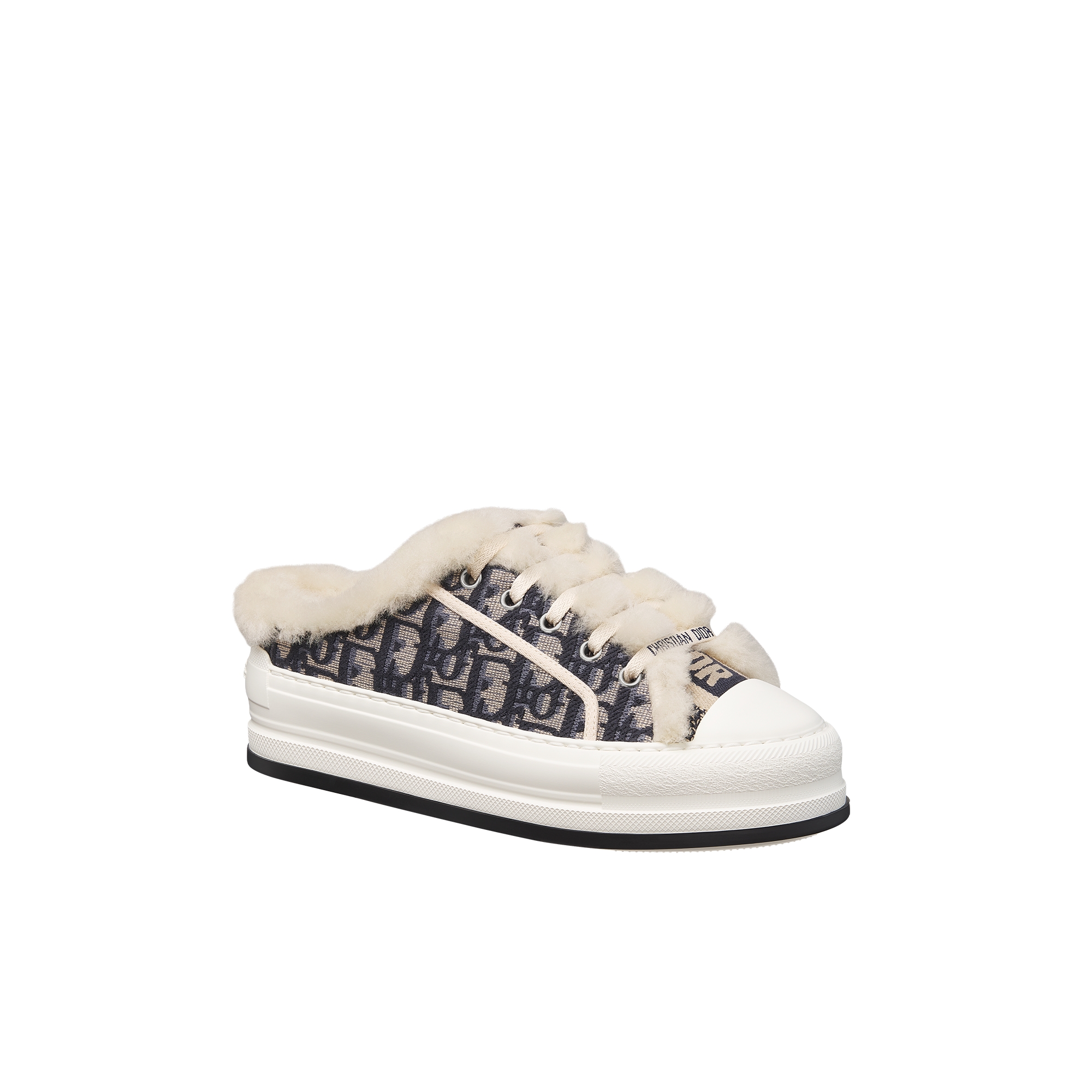 DiorAlps Walk'n'Dior Platform Sneaker Deep Blue Dior Oblique Embroidered Cotton and White Lambskin Shearling E03