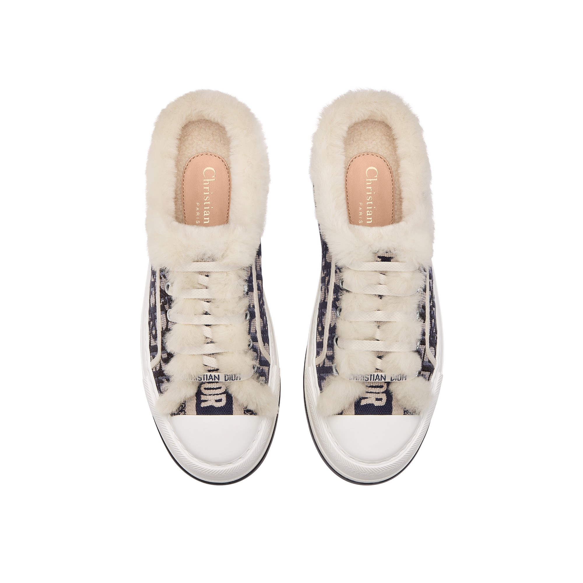 DiorAlps Walk'n'Dior Platform Sneaker Deep Blue Dior Oblique Embroidered Cotton and White Lambskin Shearling E06
