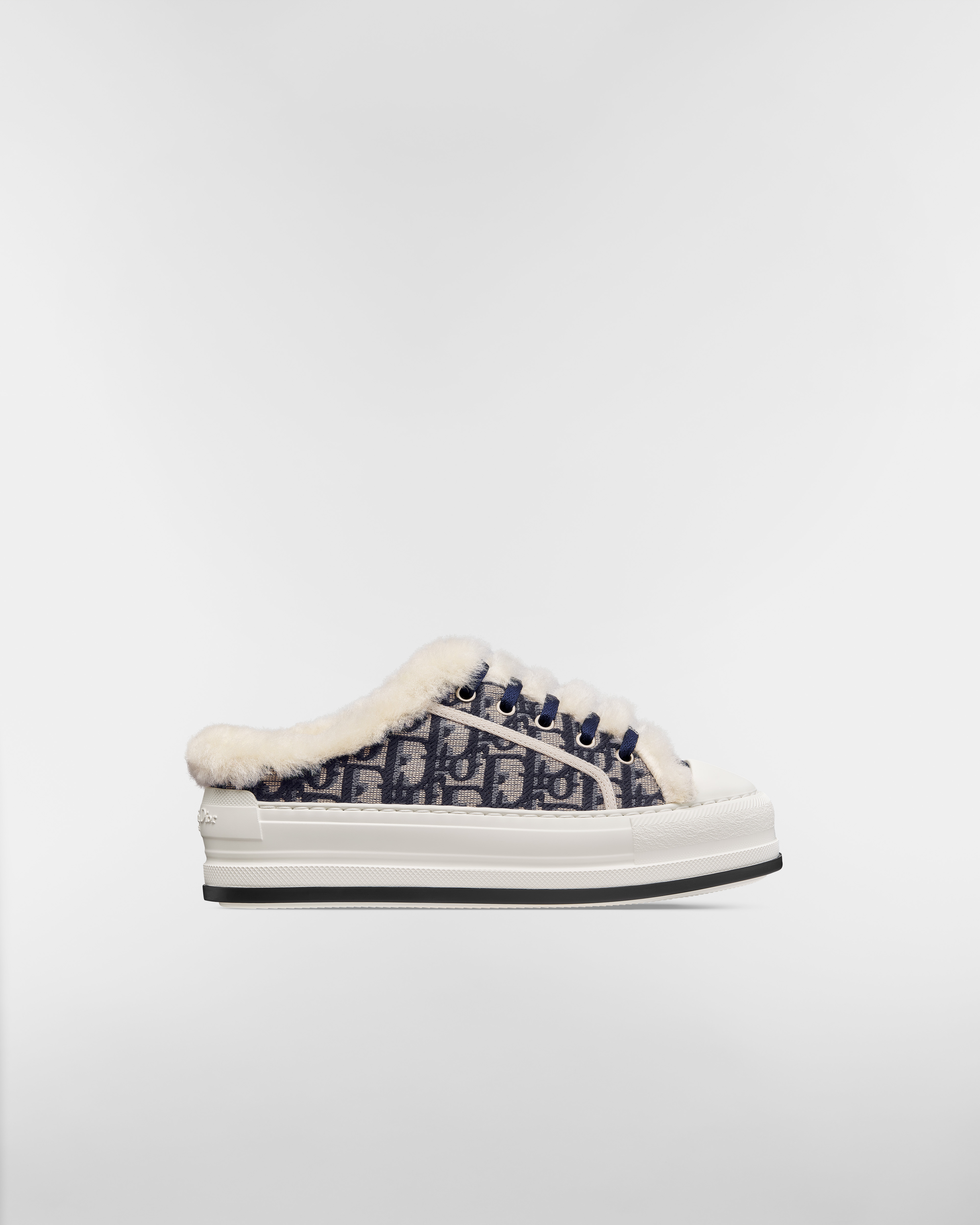 DiorAlps Walk'n'Dior Platform Sneaker Deep Blue Dior Oblique Embroidered Cotton and White Lambskin Shearling E10