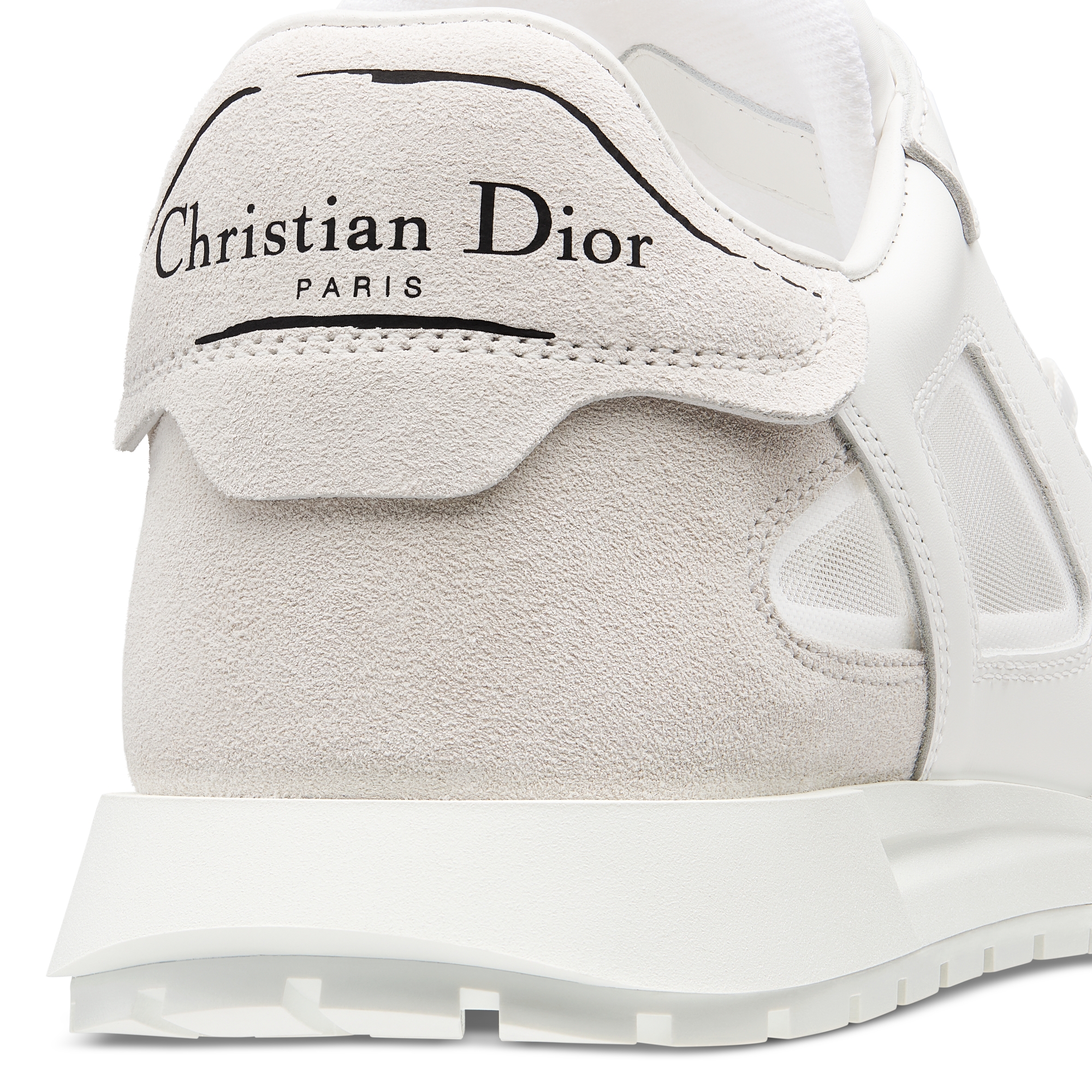 Dior Tech Sneaker White Calfskin with Light Beige Suede Calfskin and Transparent Mesh E09