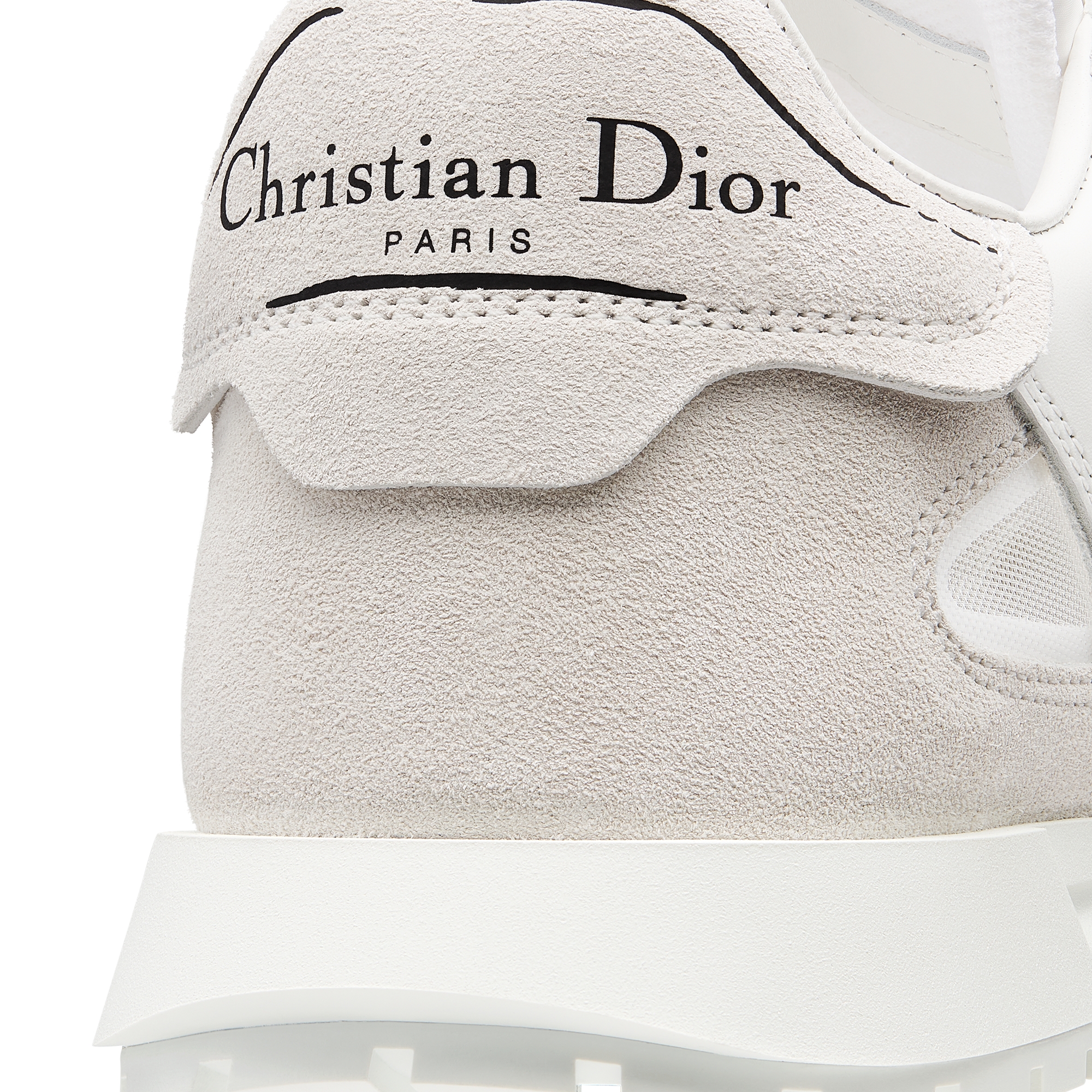 Dior Tech Sneaker White Calfskin with Light Beige Suede Calfskin and Transparent Mesh E09