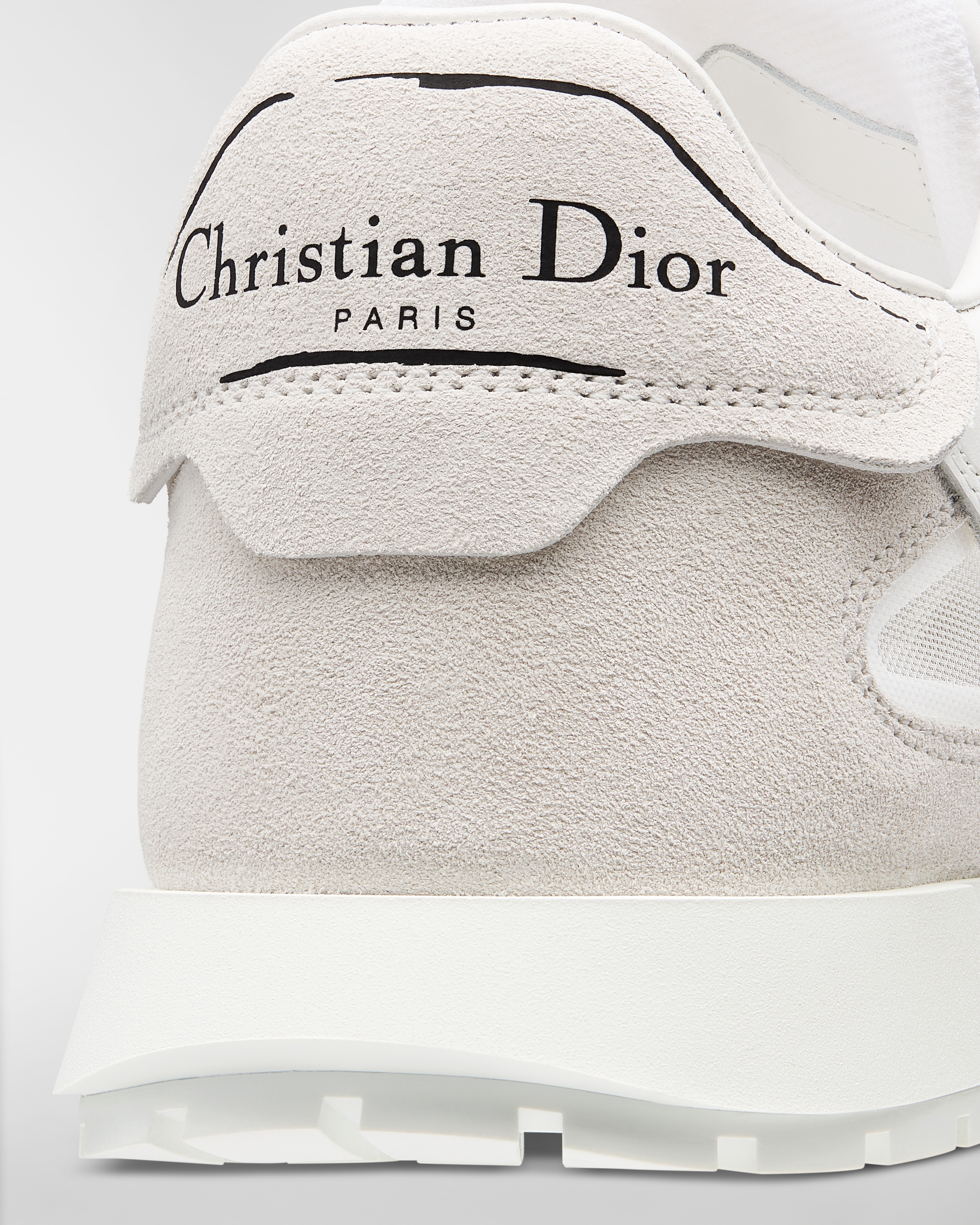 Dior Tech Sneaker White Calfskin with Light Beige Suede Calfskin and Transparent Mesh E09