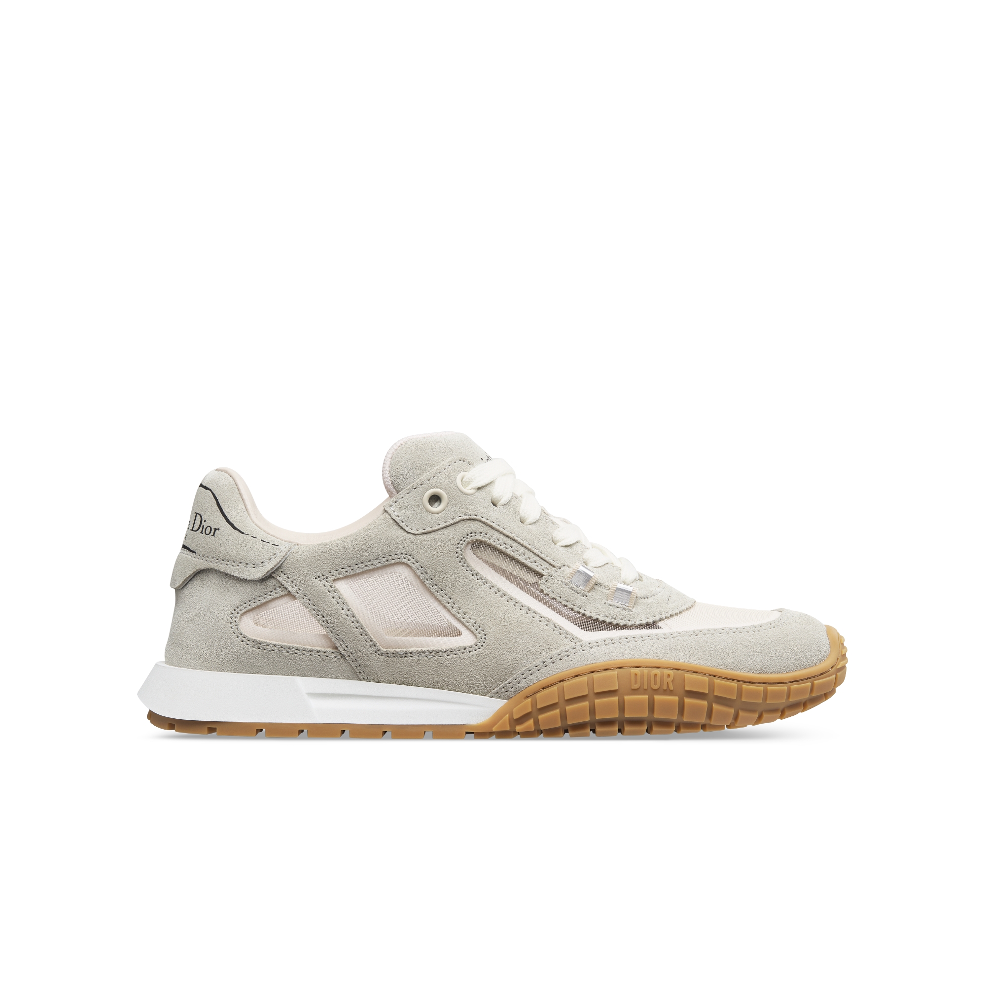 Dior Tech Sneaker White Suede Calfskin and Transparent Mesh E02