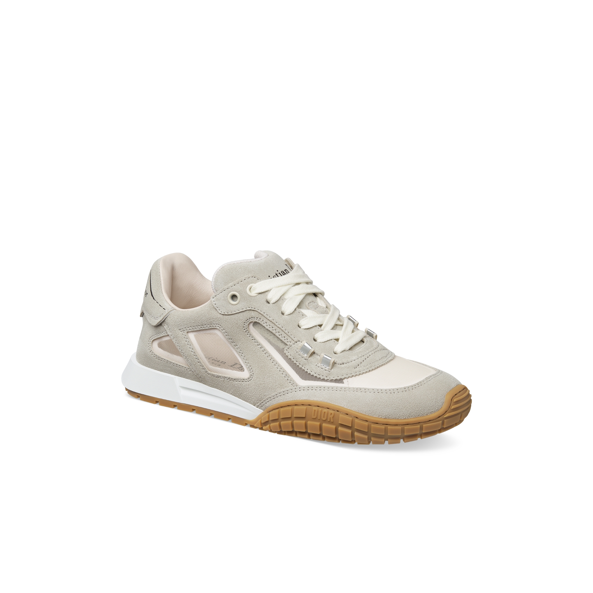 Dior Tech 스니커즈 화이트 스웨이드 송아지 가죽 & 시스루 메시 E03