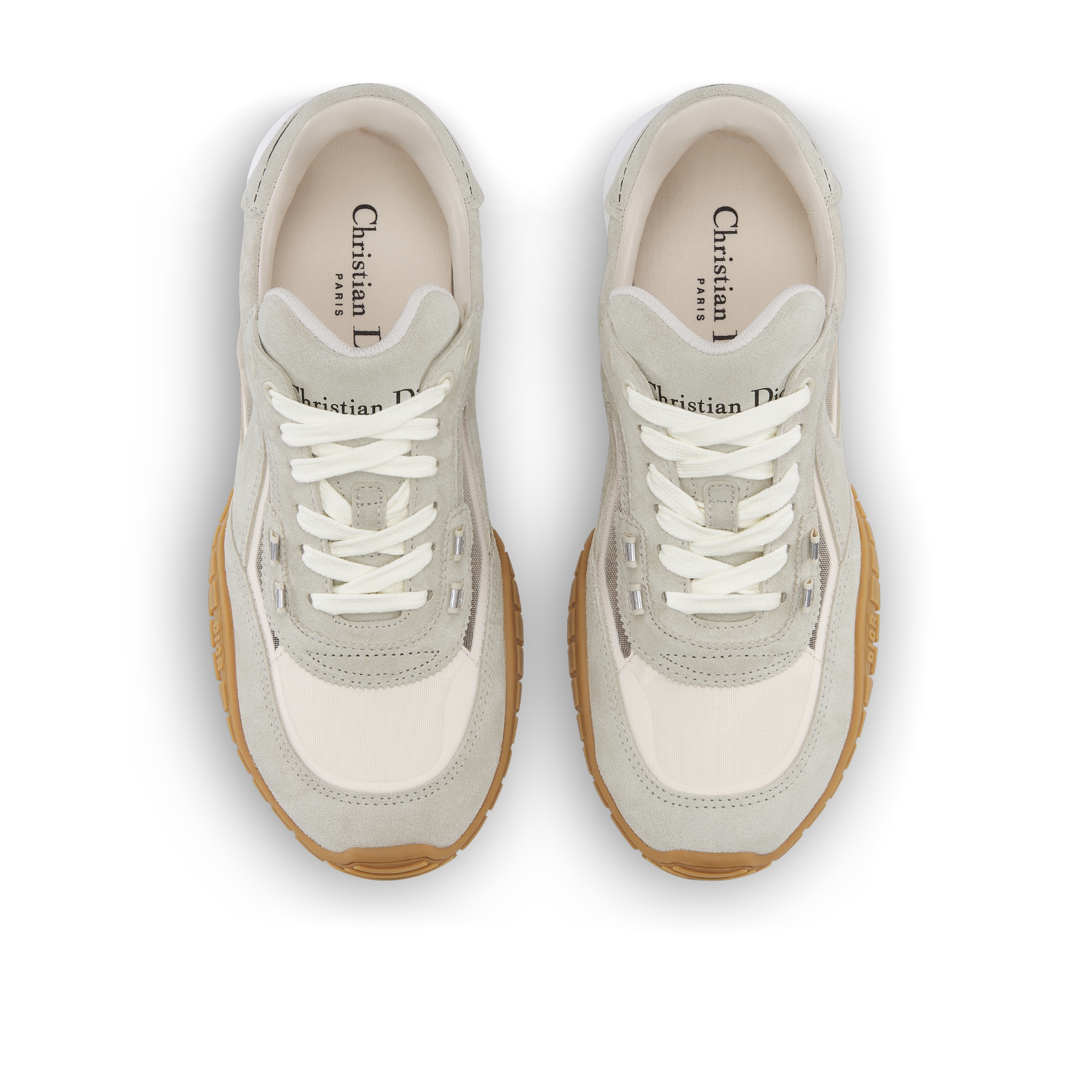 Dior Tech 스니커즈 화이트 스웨이드 송아지 가죽 & 시스루 메시 E06