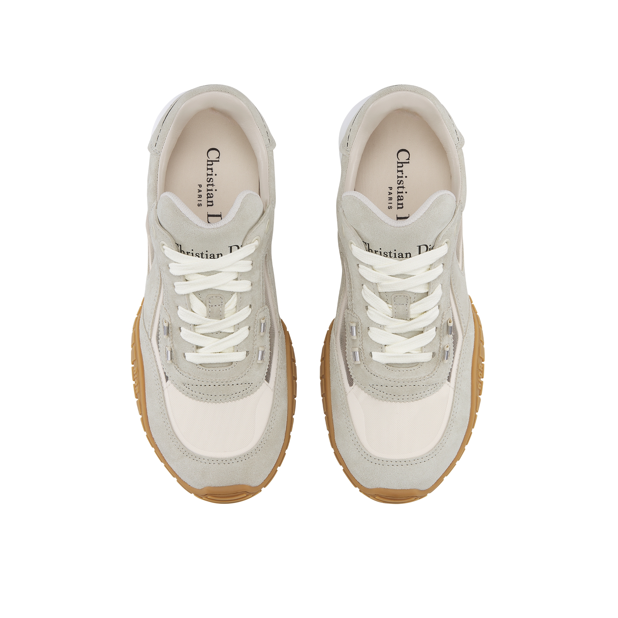 Dior Tech Sneaker White Suede Calfskin and Transparent Mesh E06