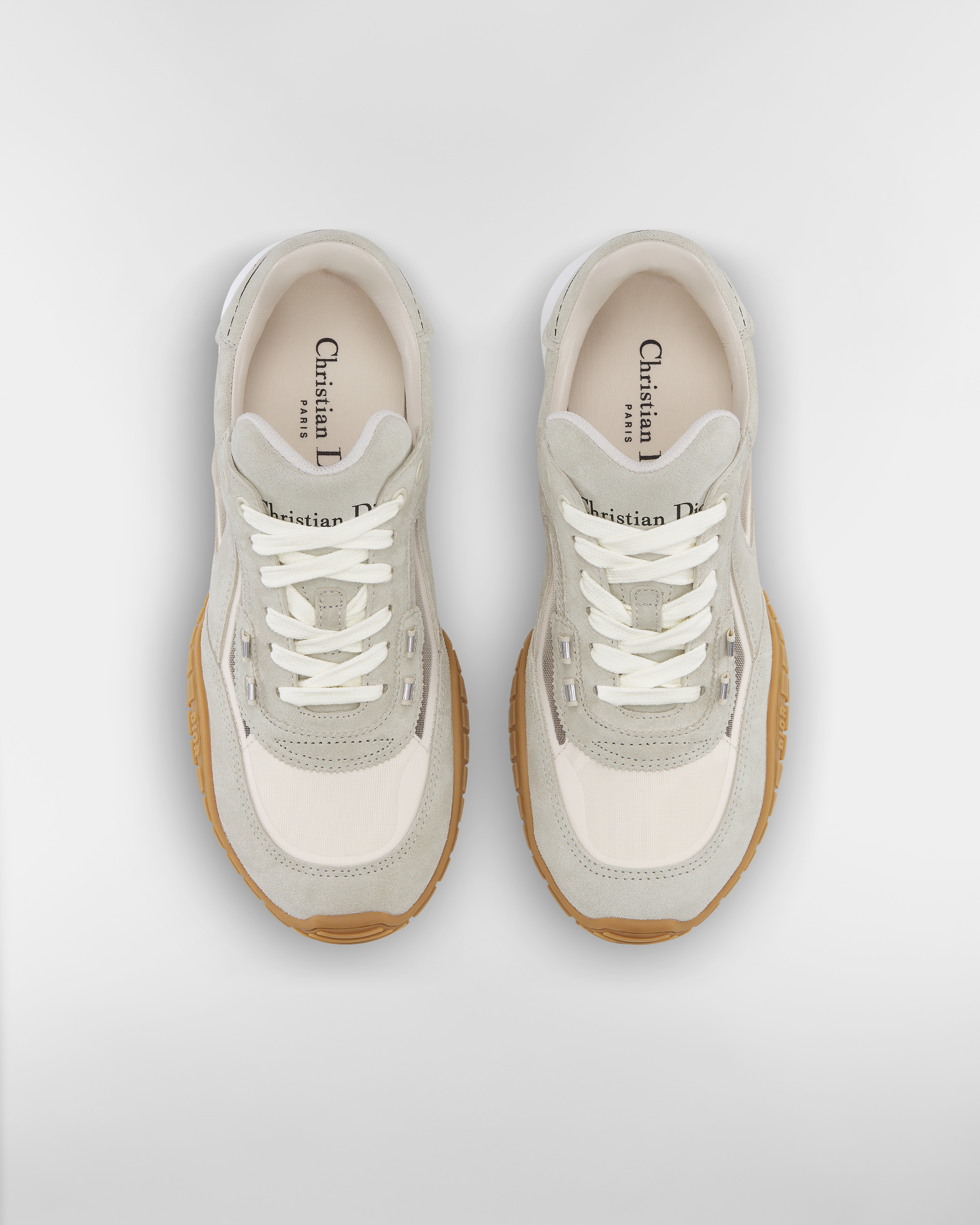Dior Tech 運動鞋 白色絨面小牛皮和透明網眼布 E06