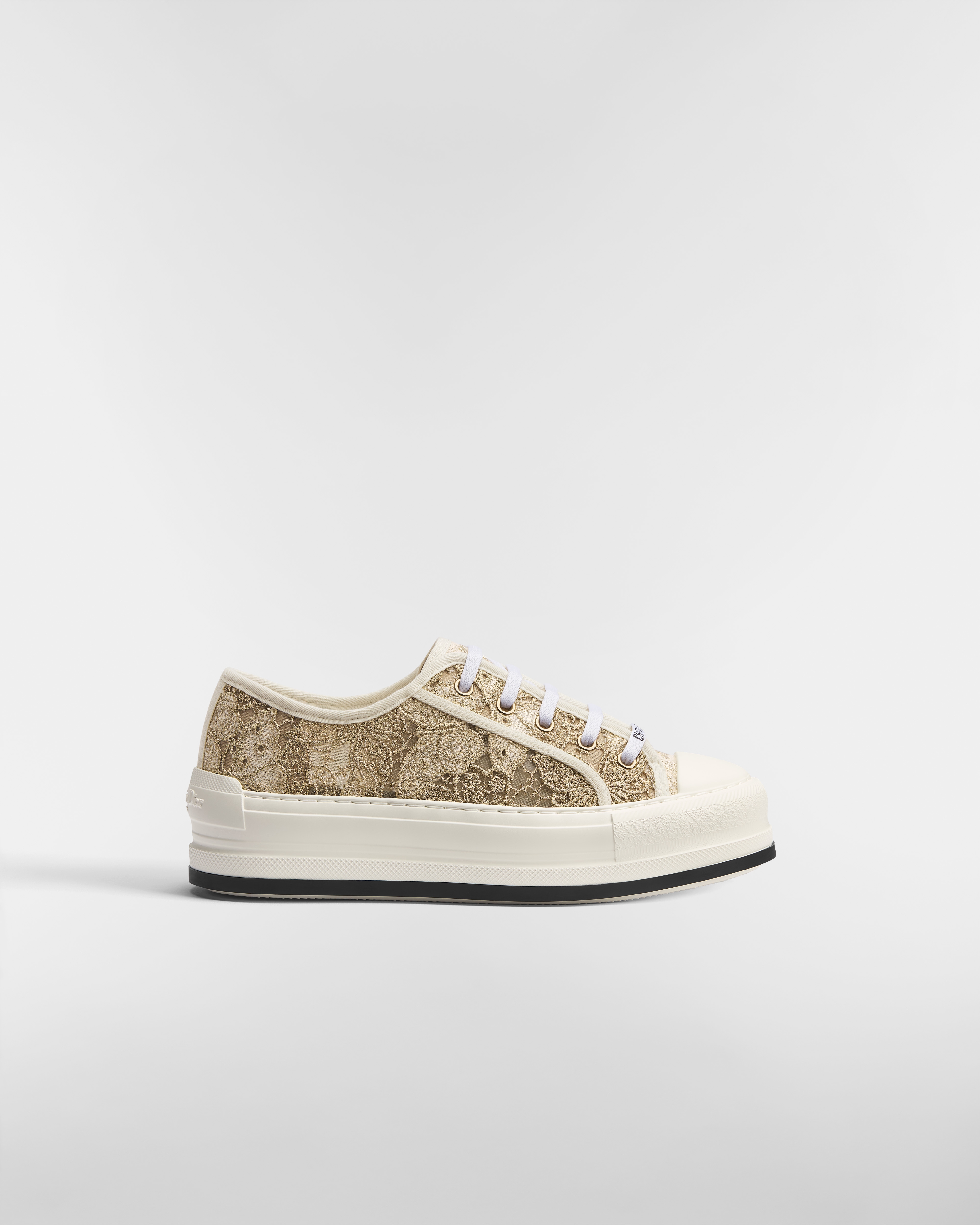 Walk'n'Dior 厚底運動鞋 金色 Gold-Tone Dioresque Butterfly 圖案刺繡透明網布 E02