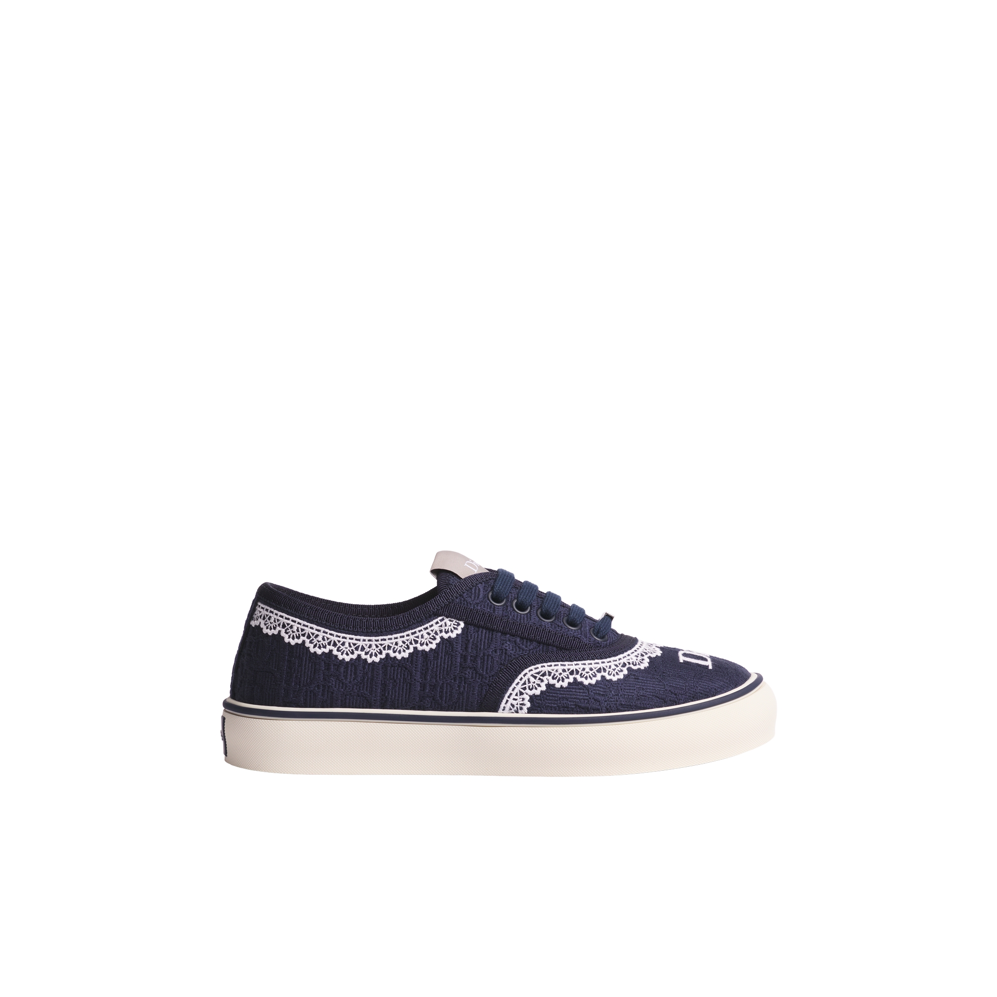  Blue Dior Oblique Embroidered Cotton and White Lace