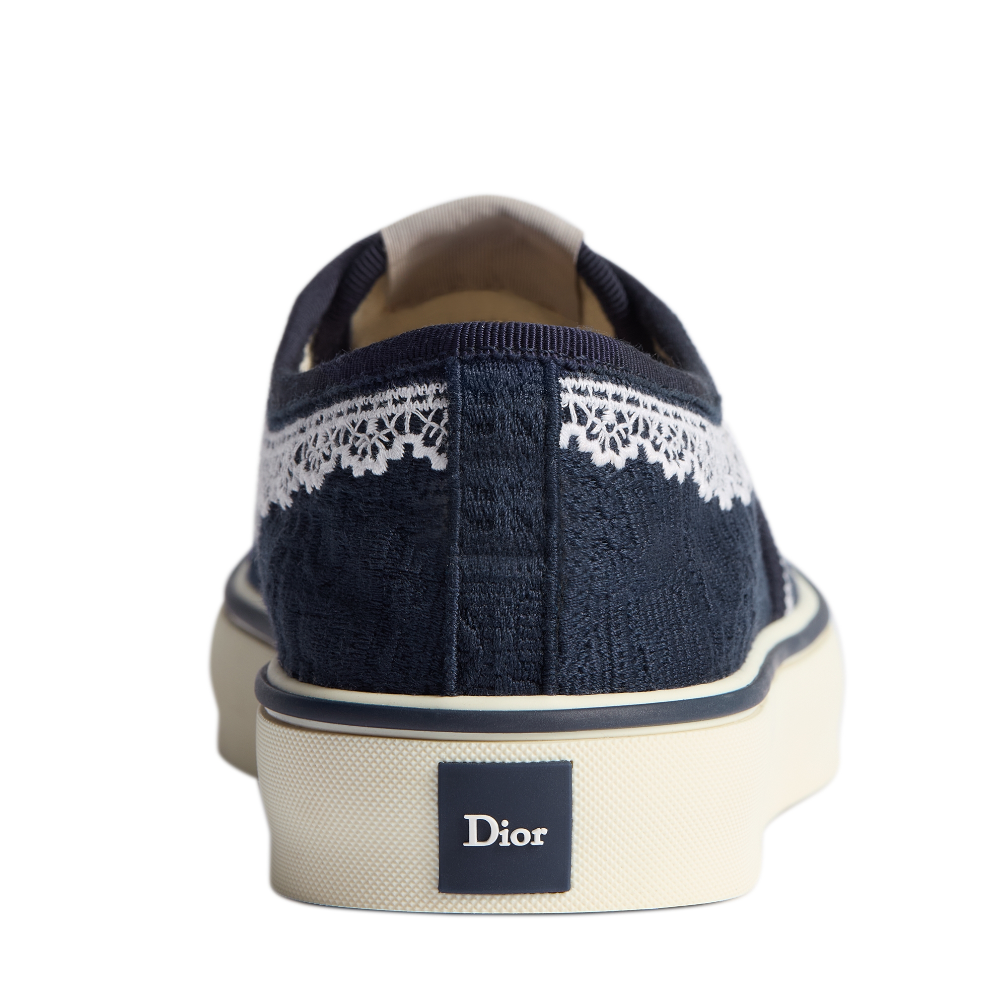 Dior Saltwind Sneaker Blue Dior Oblique Embroidered Cotton and White Lace E10