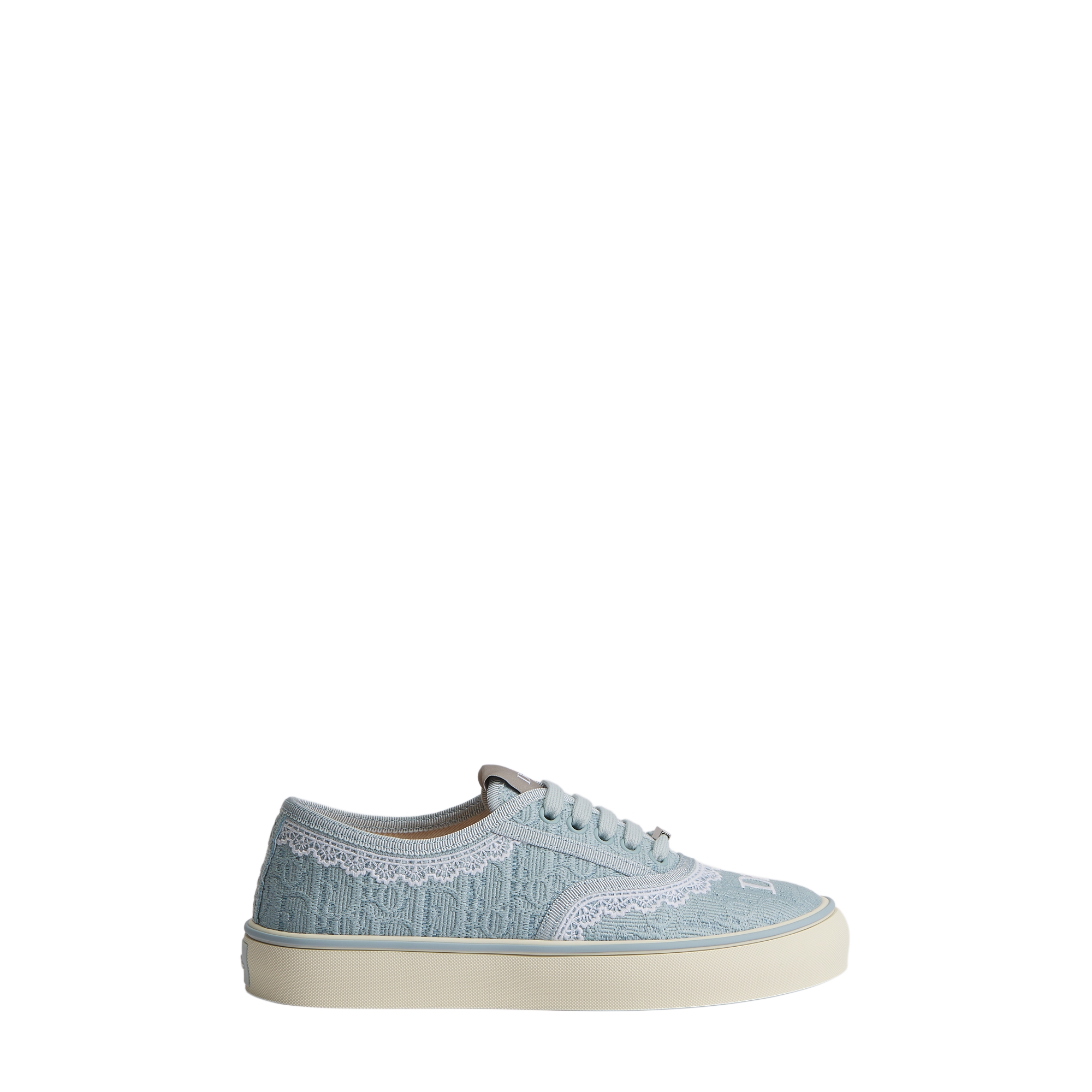 Dior Saltwind Sneaker Bleu Ciel Dior Oblique Embroidered Cotton and White Lace E02