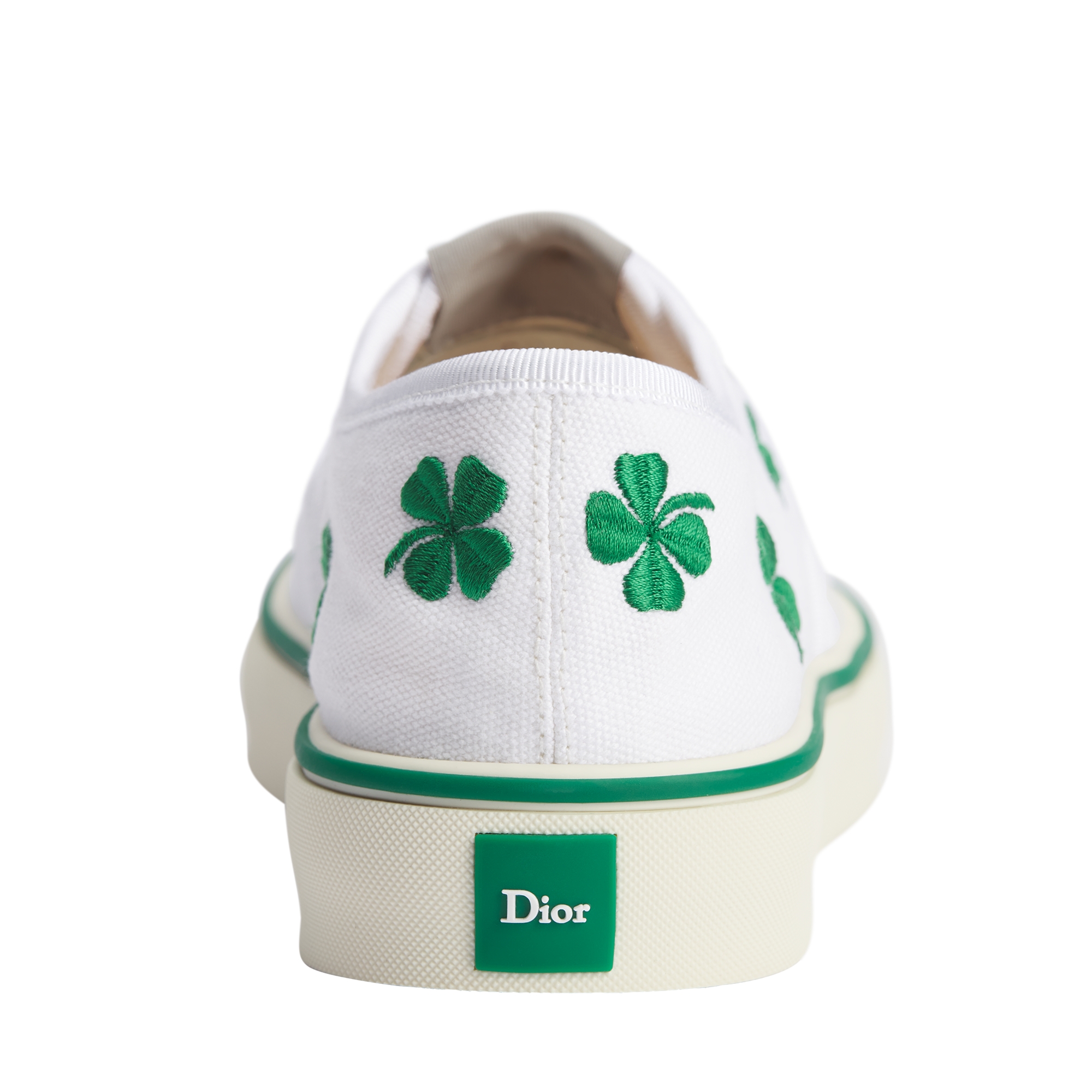 Dior Saltwind Sneaker White Cotton Embroidered with Green Dior Clover Motif E10