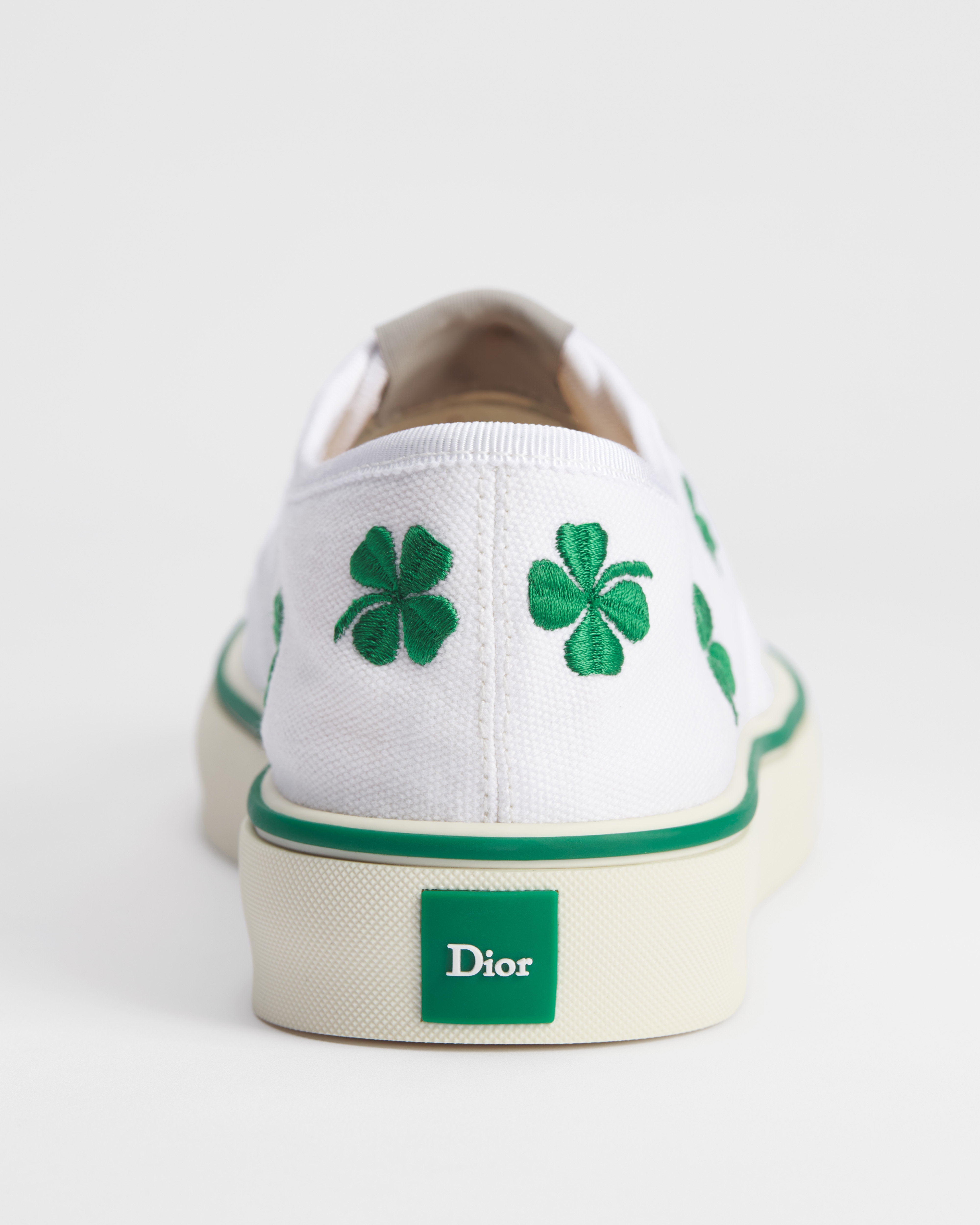 Dior Saltwind Sneaker White Cotton Embroidered with Green Dior Clover Motif E10