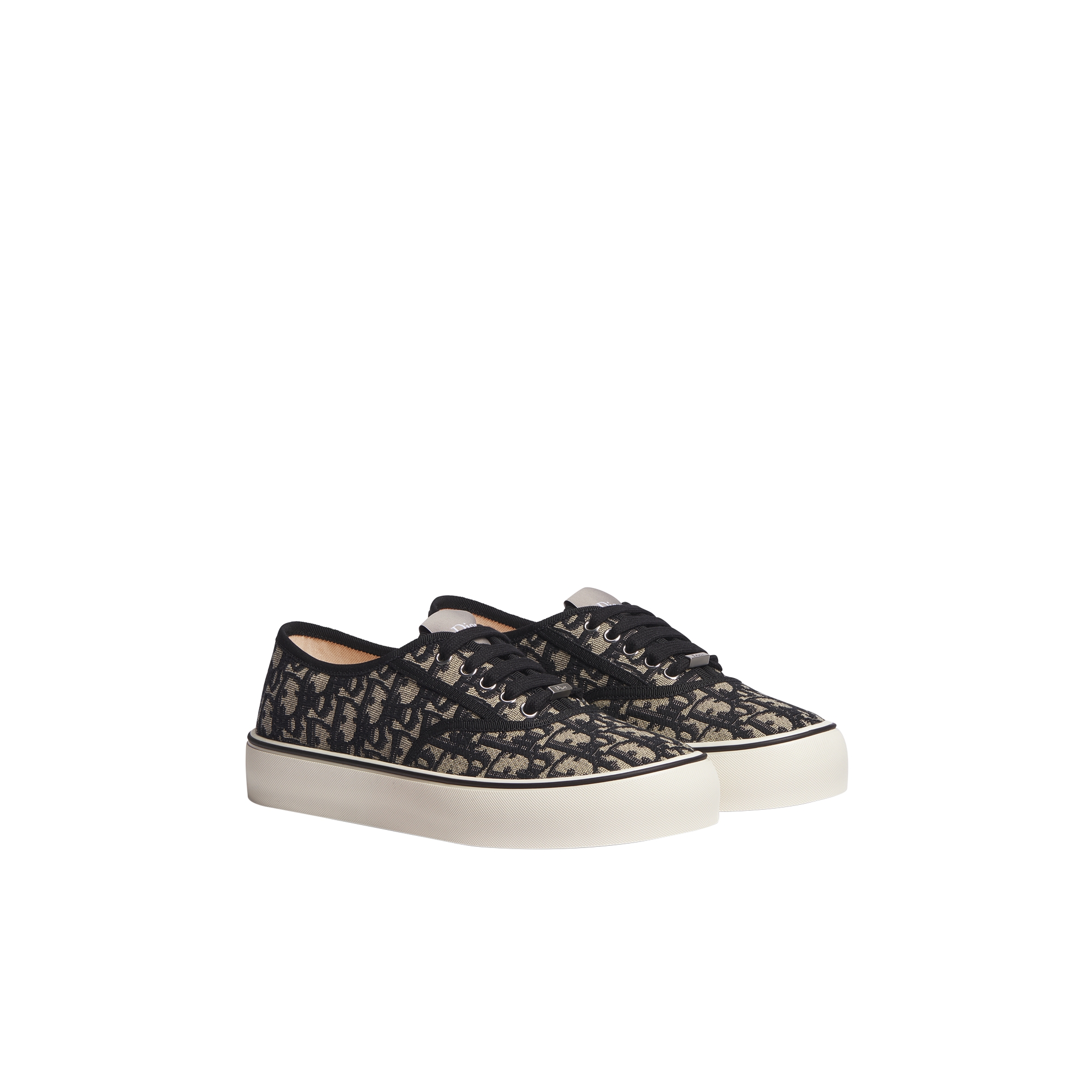 Dior Saltwind Sneaker Beige and Blue Dior Oblique Embroidered Cotton E03