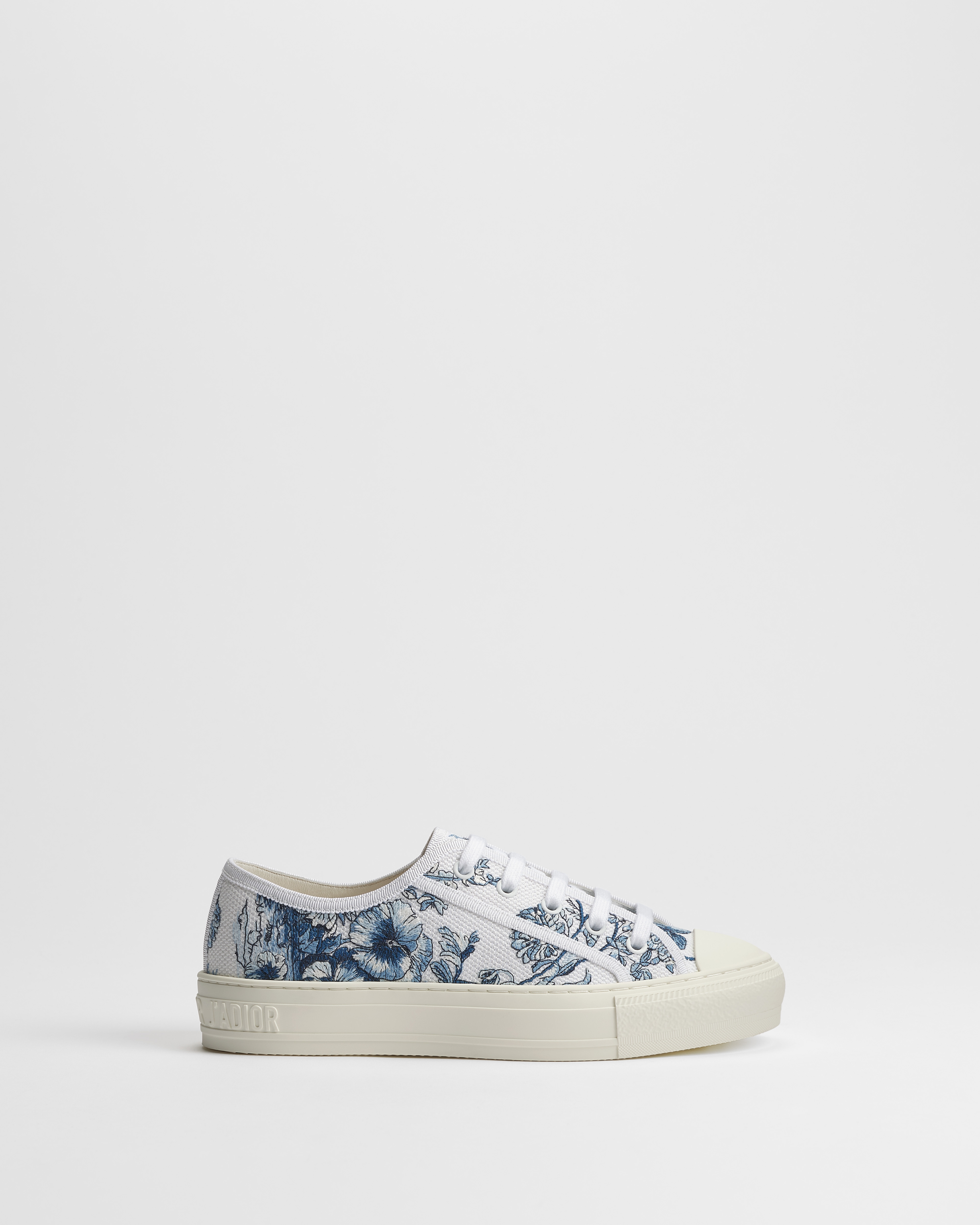 Dioriviera Walk'n'Dior Sneaker White and Blue Toile de Jouy Floral Garden Embroidered Cotton E02