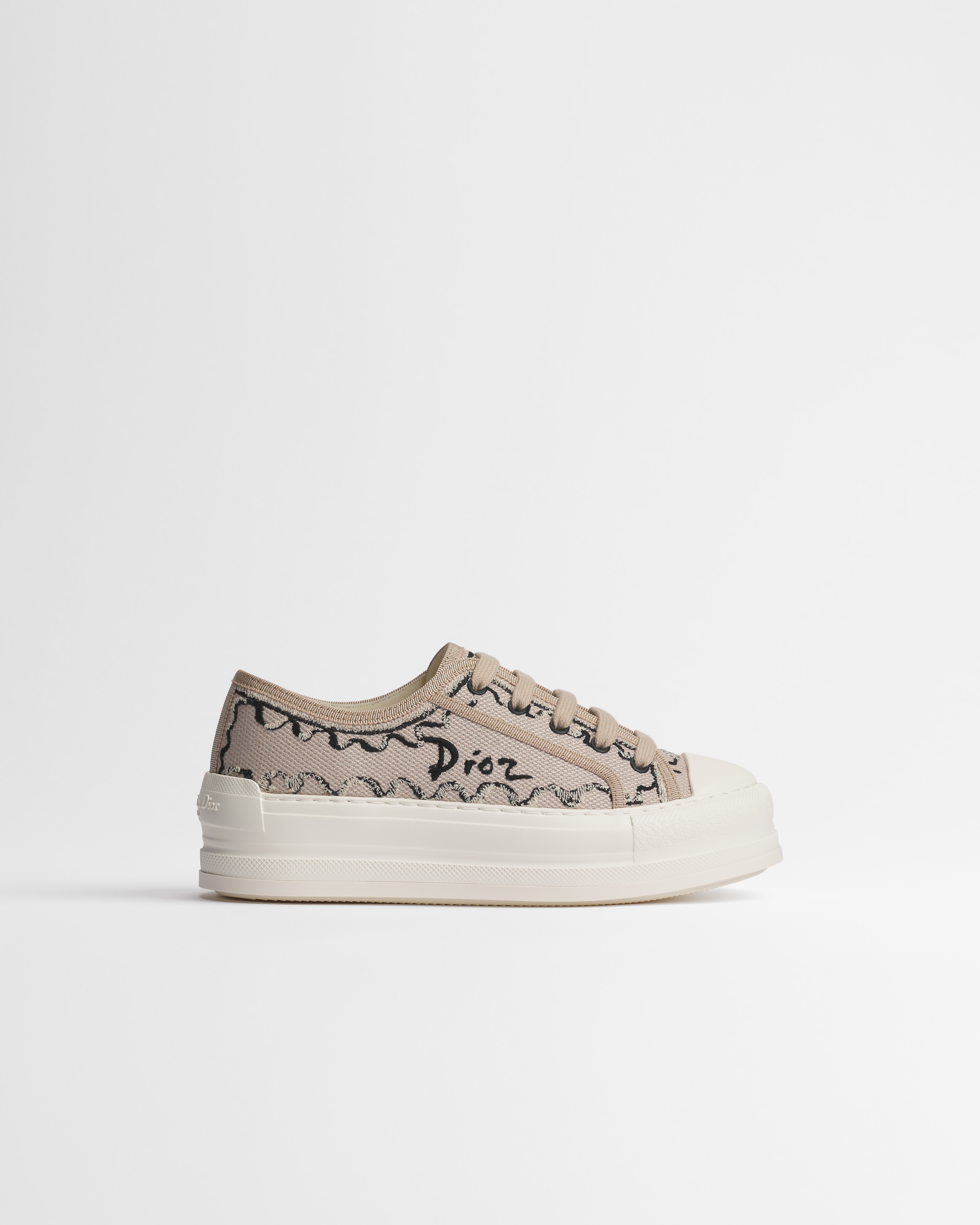 Sneaker à plateforme Walk'n'Dior - Dioriviera Coton brodé du motif Dior Painted Ribbon couleur naturel E02