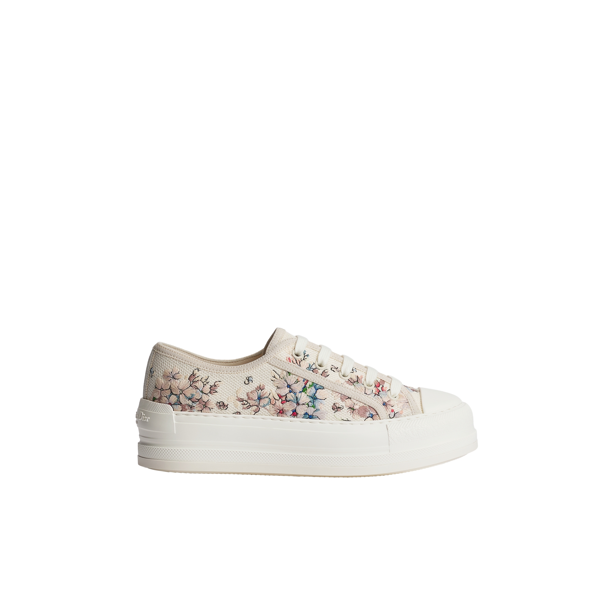 Walk'n'Dior Platform Sneaker Rose des Vents and White Dior Lilac Bouquet Embroidered Cotton E02