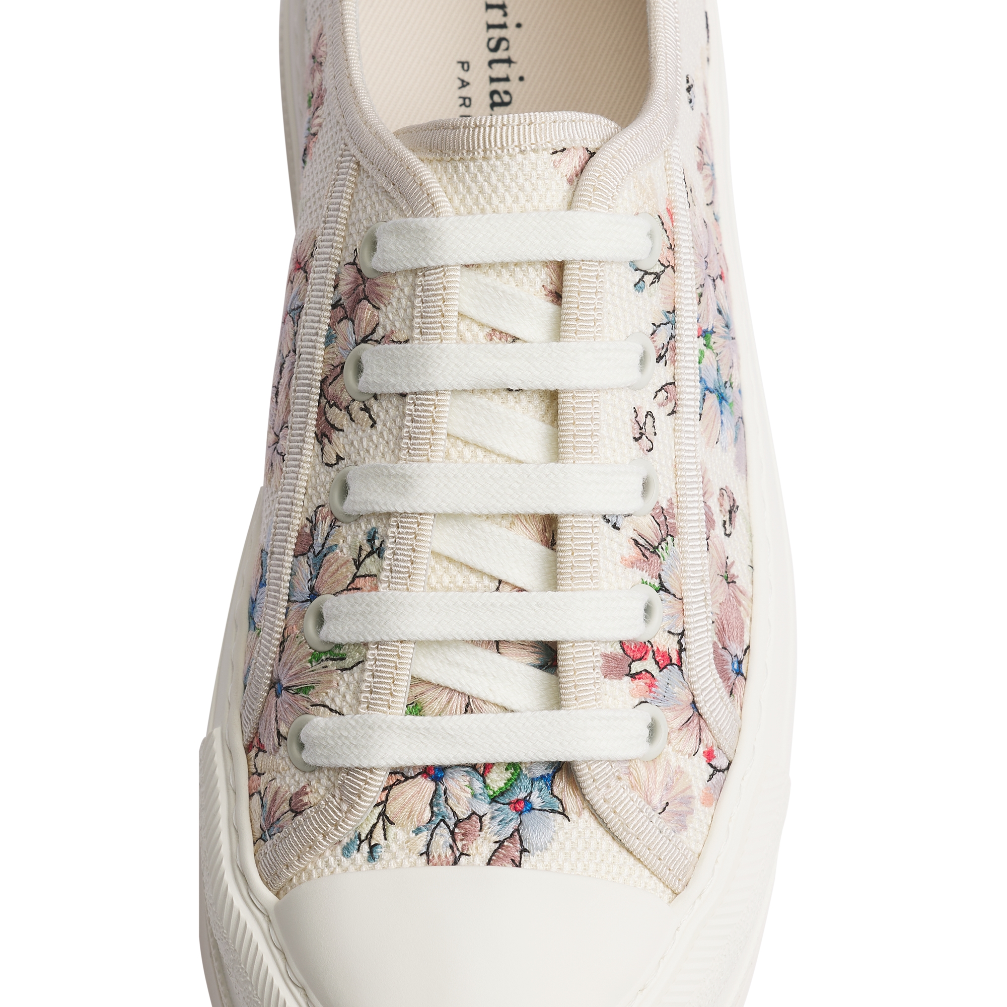 Walk'n'Dior Platform Sneaker Rose des Vents and White Dior Lilac Bouquet Embroidered Cotton E09