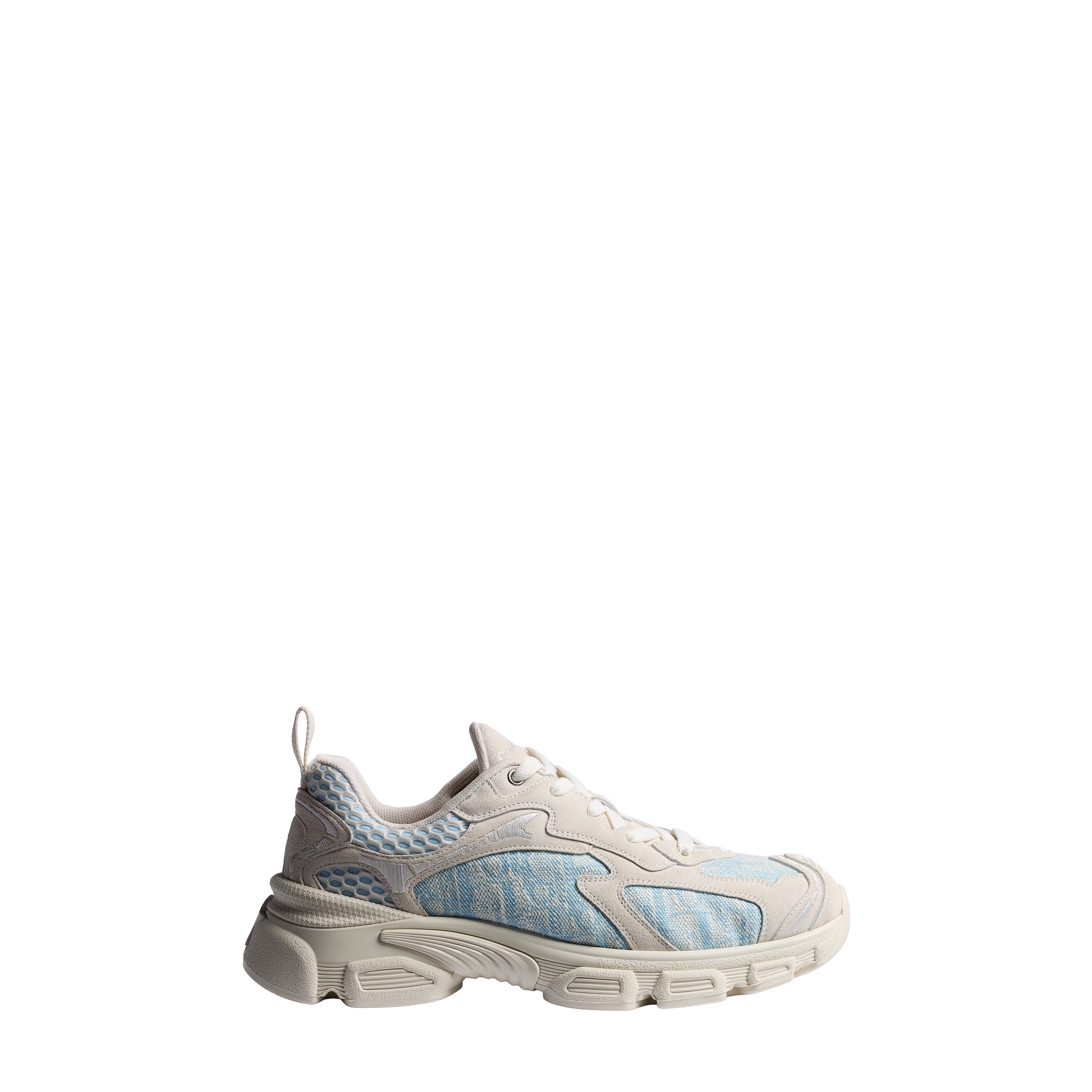 Dior Vibe Sneaker White and Blue Suede Calfskin and Dior Oblique Washed Linen E02
