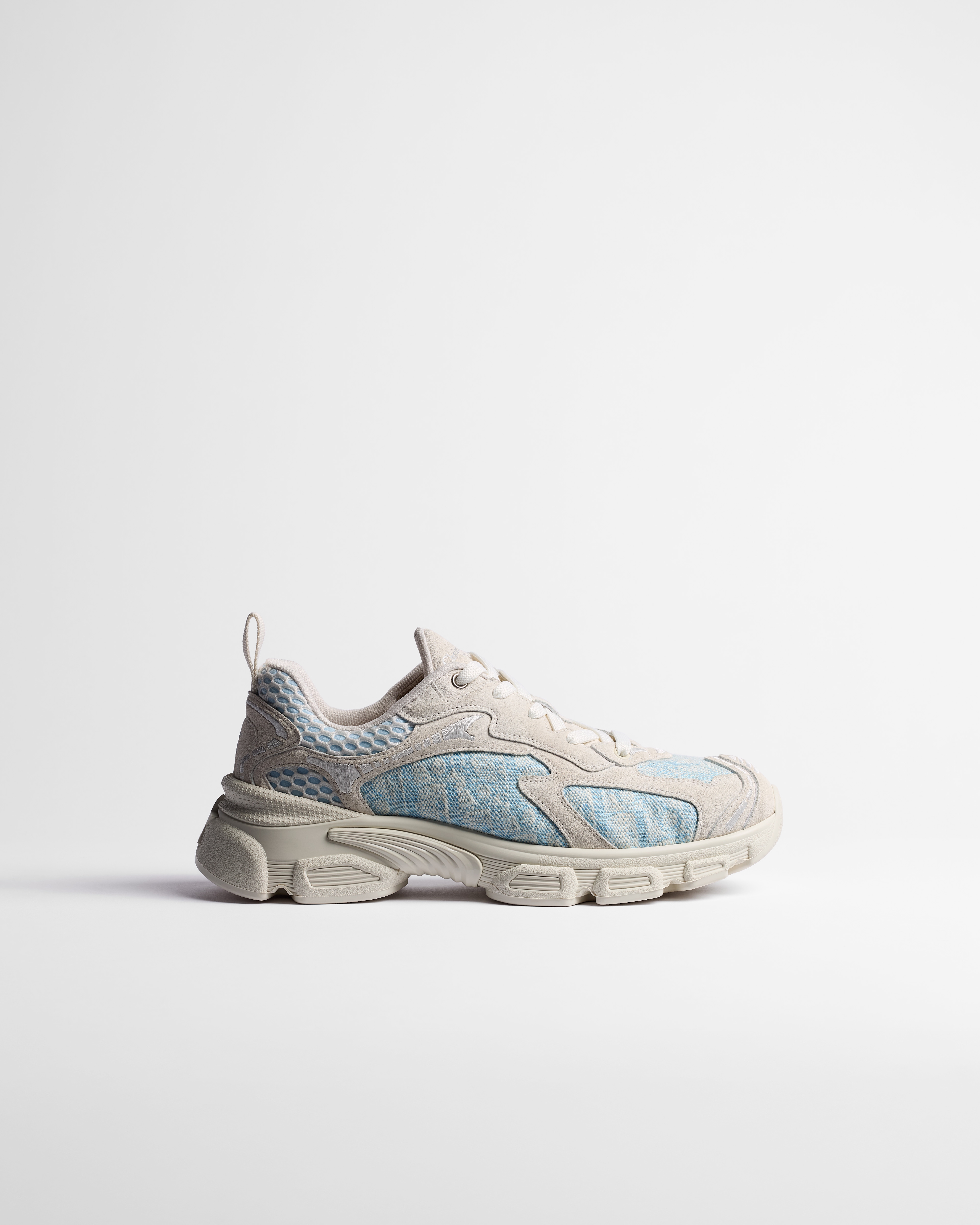 Dior Vibe Sneaker White and Blue Suede Calfskin and Dior Oblique Washed Linen E02