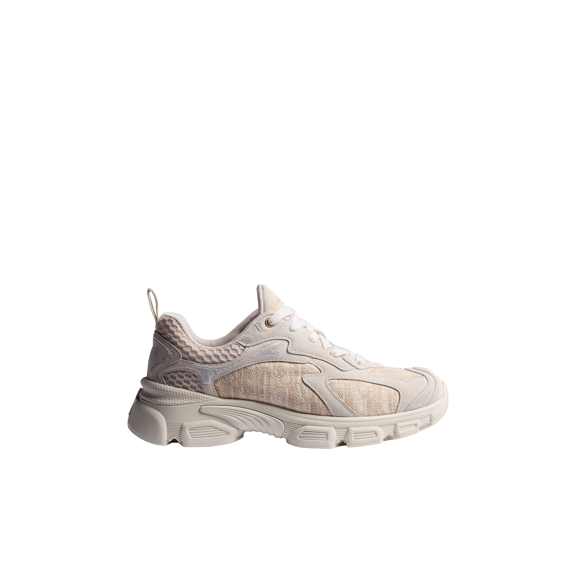  White and Beige Suede Calfskin with Dior Oblique Washed Linen