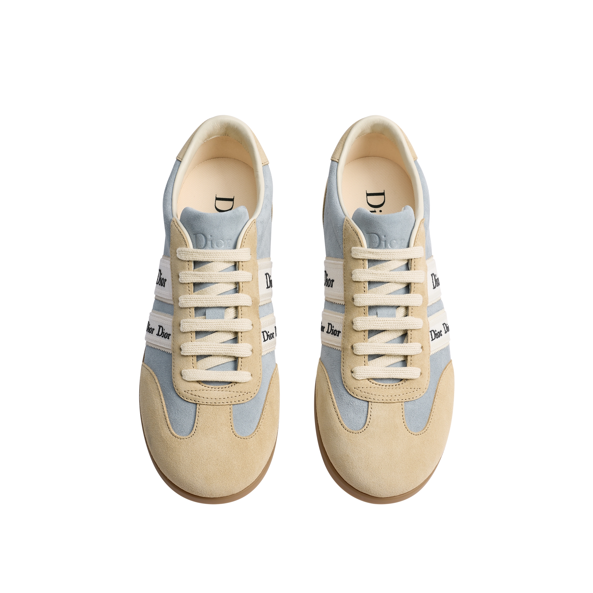 Dior Ribbon Sneaker Sky Blue and Beige Suede Calfskin E06