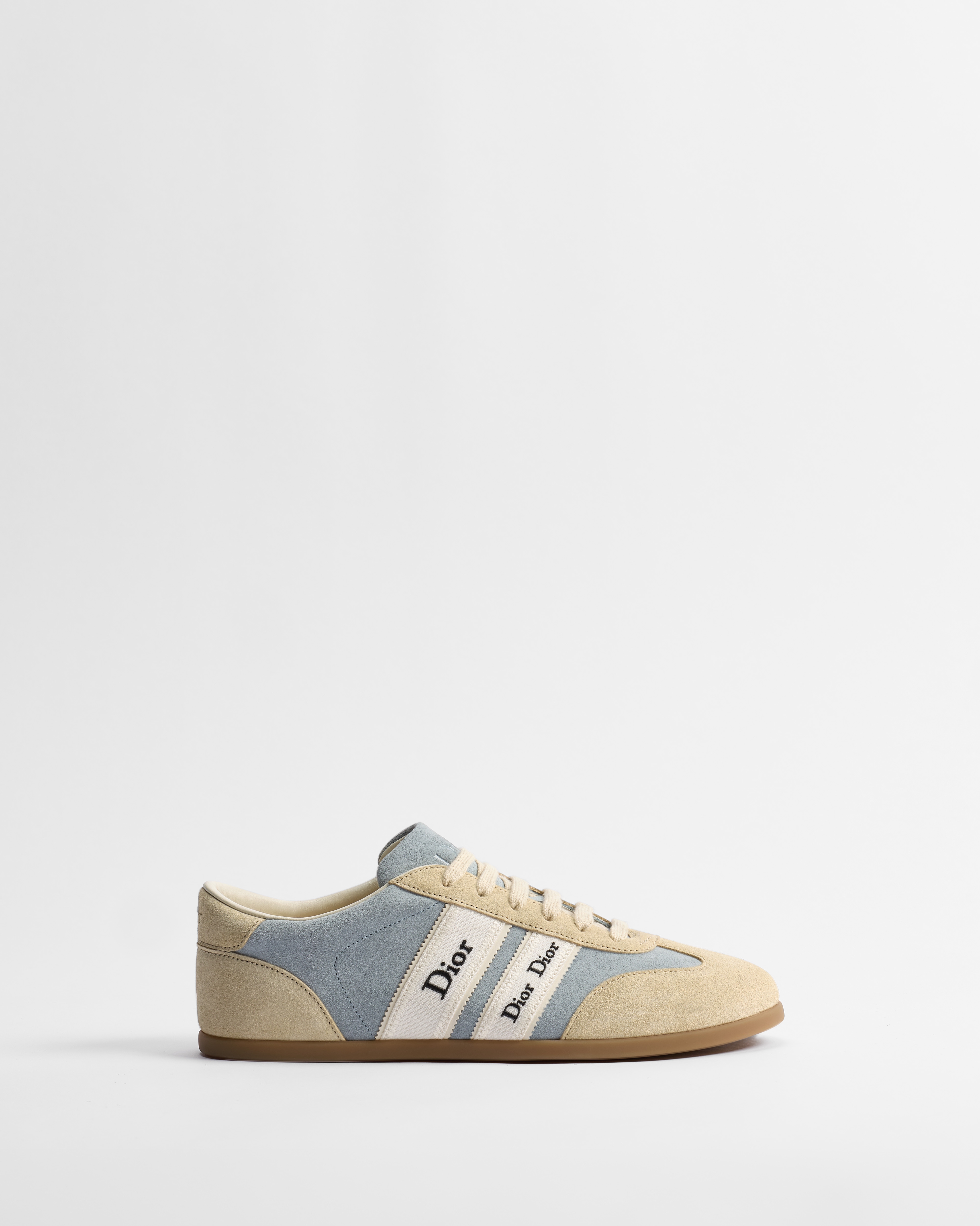 Dior Ribbon Sneaker Sky Blue and Beige Suede Calfskin E02