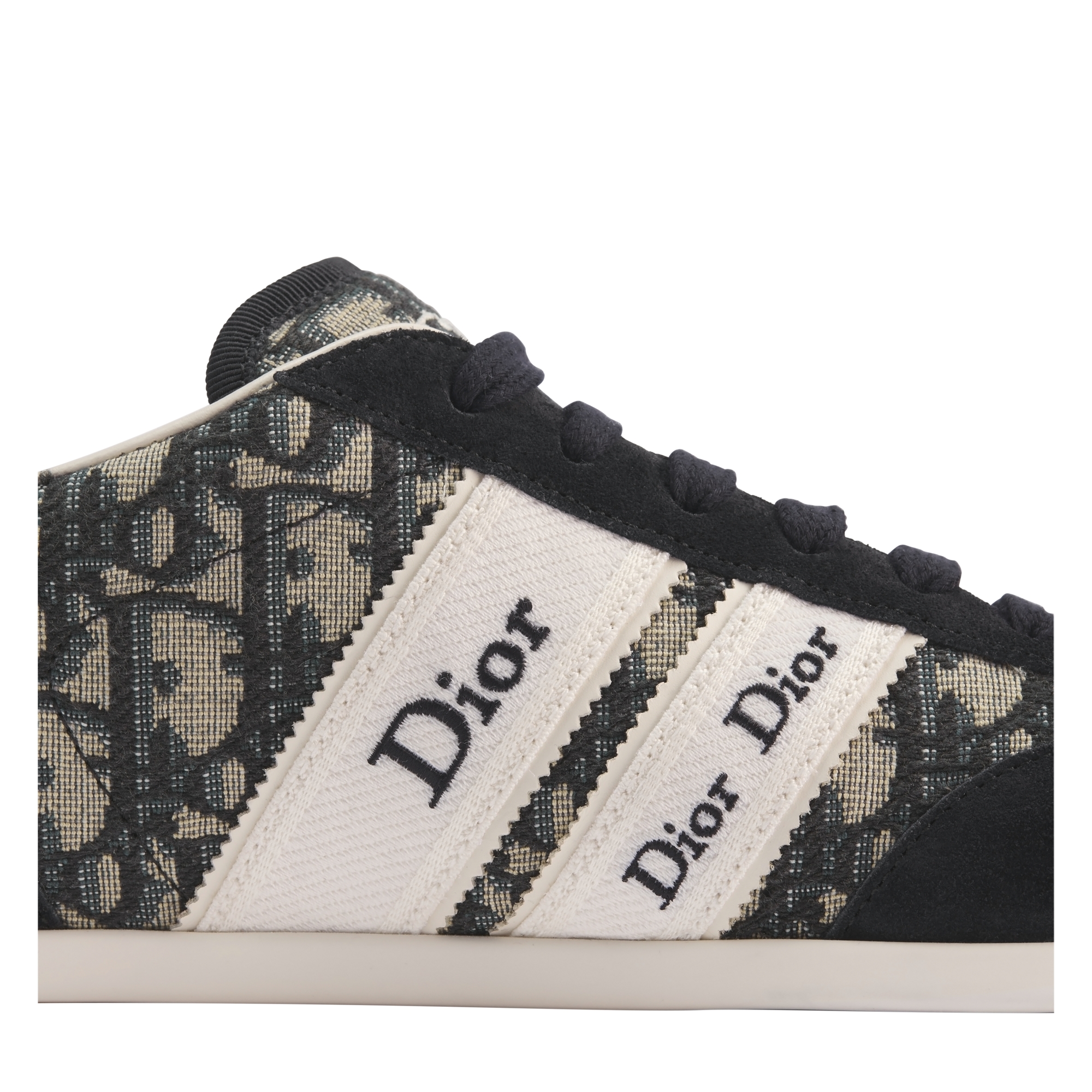 Dior Ribbon Sneaker Navy Blue Dior Oblique Jacquard and Black Suede Calfskin E09