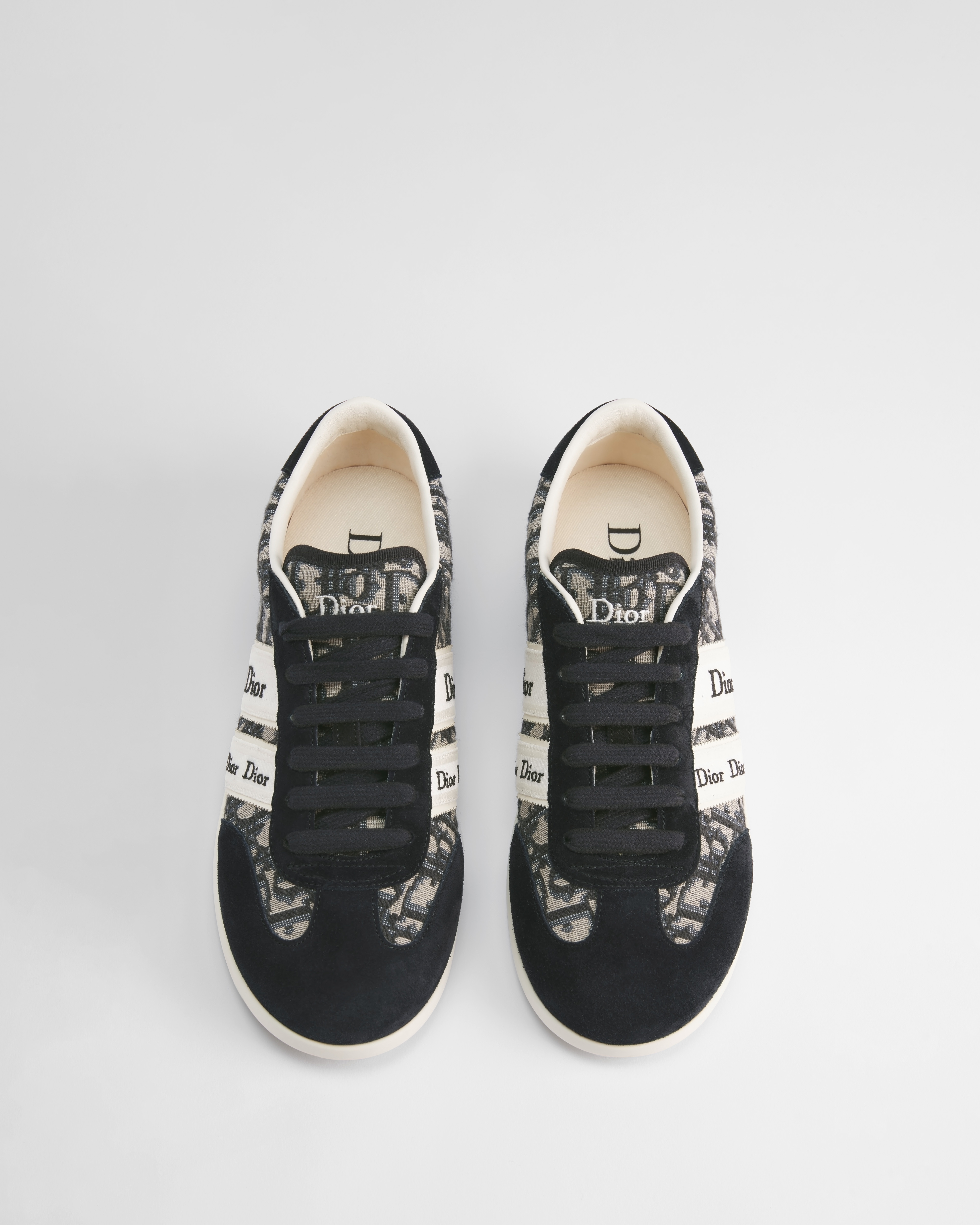 Dior Ribbon Sneaker Navy Blue Dior Oblique Jacquard and Black Suede Calfskin E06