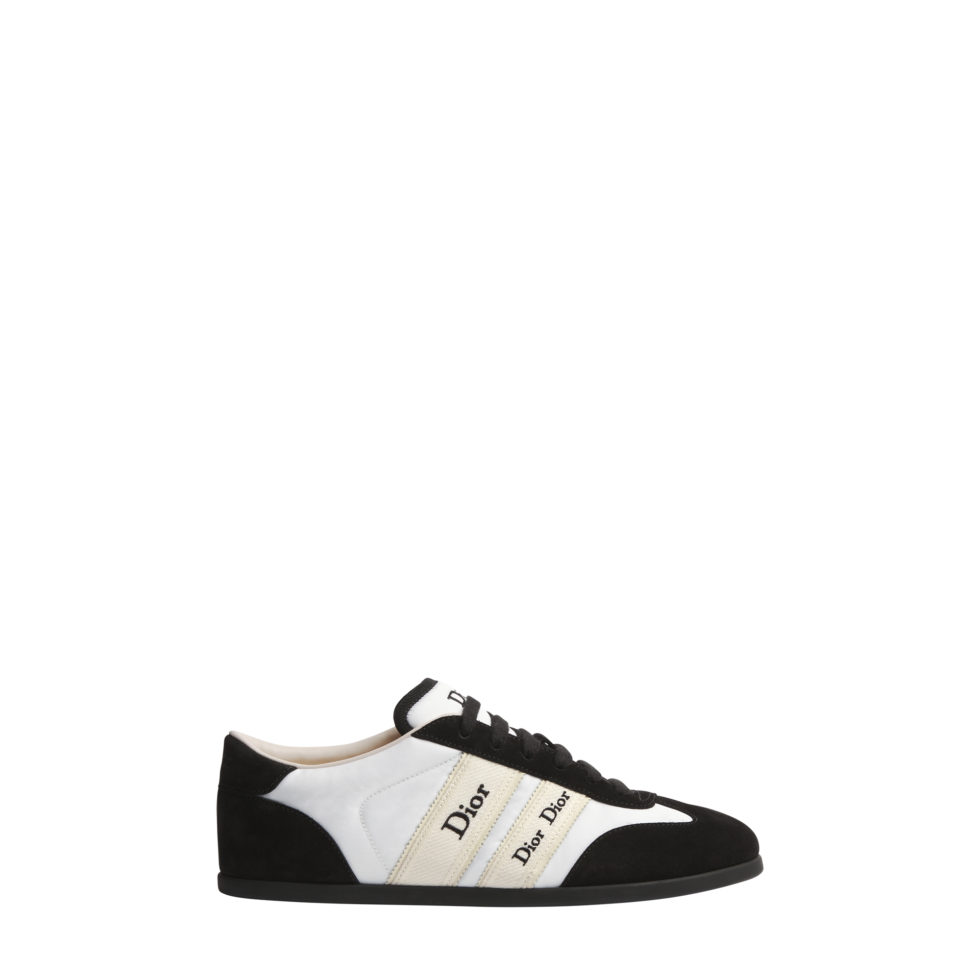 Dior Ribbon Sneaker Black Suede Calfskin and White Nylon E02