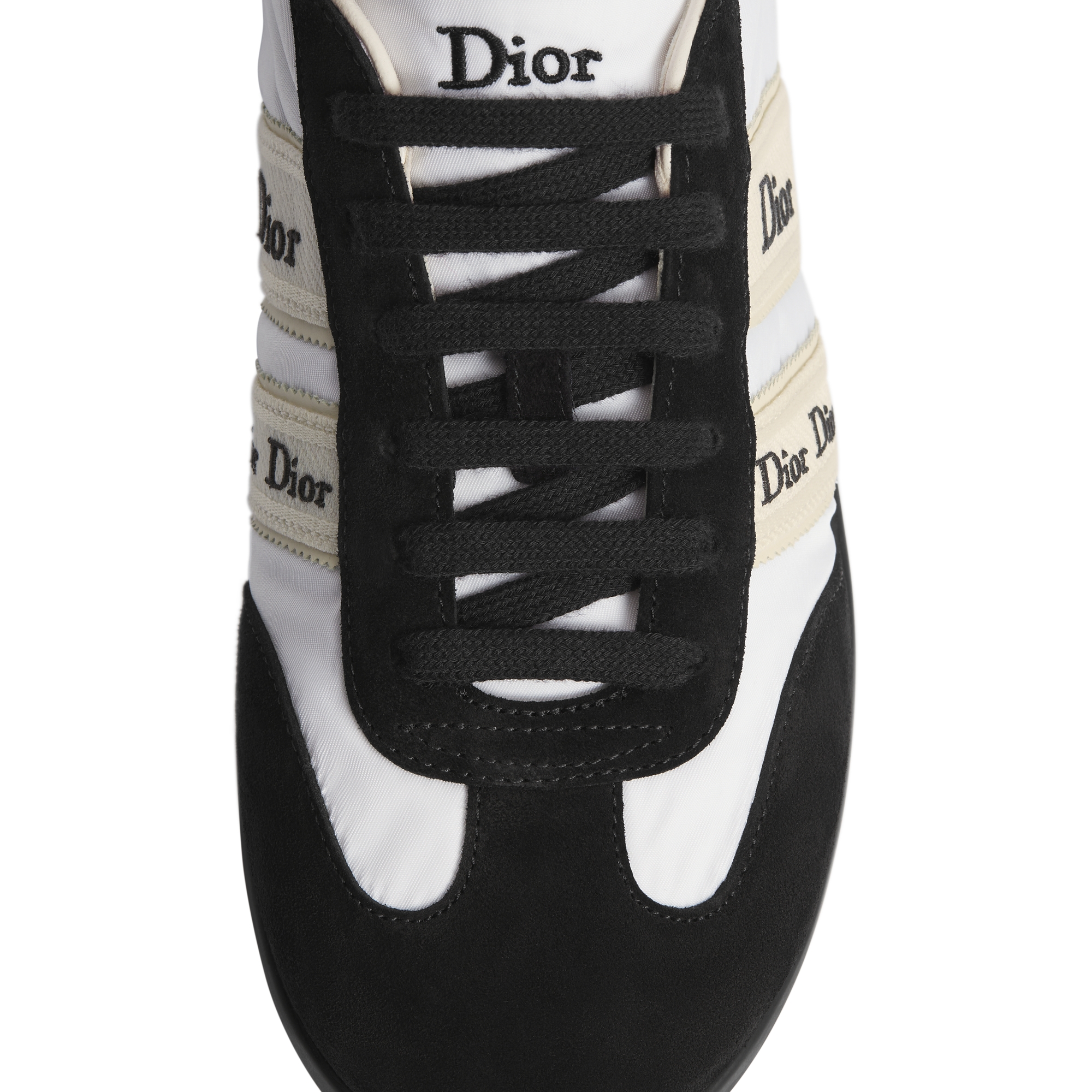 Dior Ribbon Sneaker Black Suede Calfskin and White Nylon E09