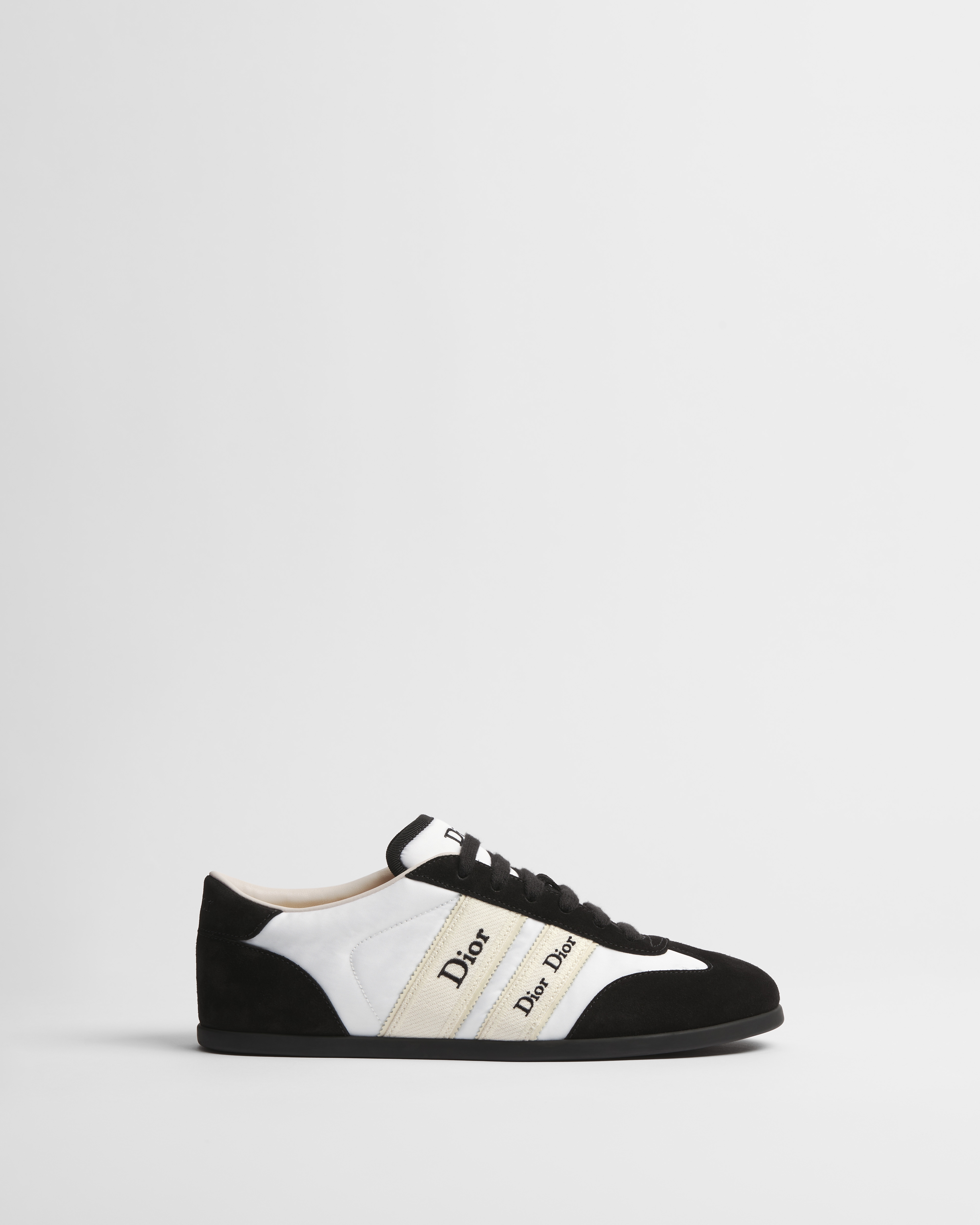 Dior Ribbon Sneaker Black Suede Calfskin and White Nylon E02