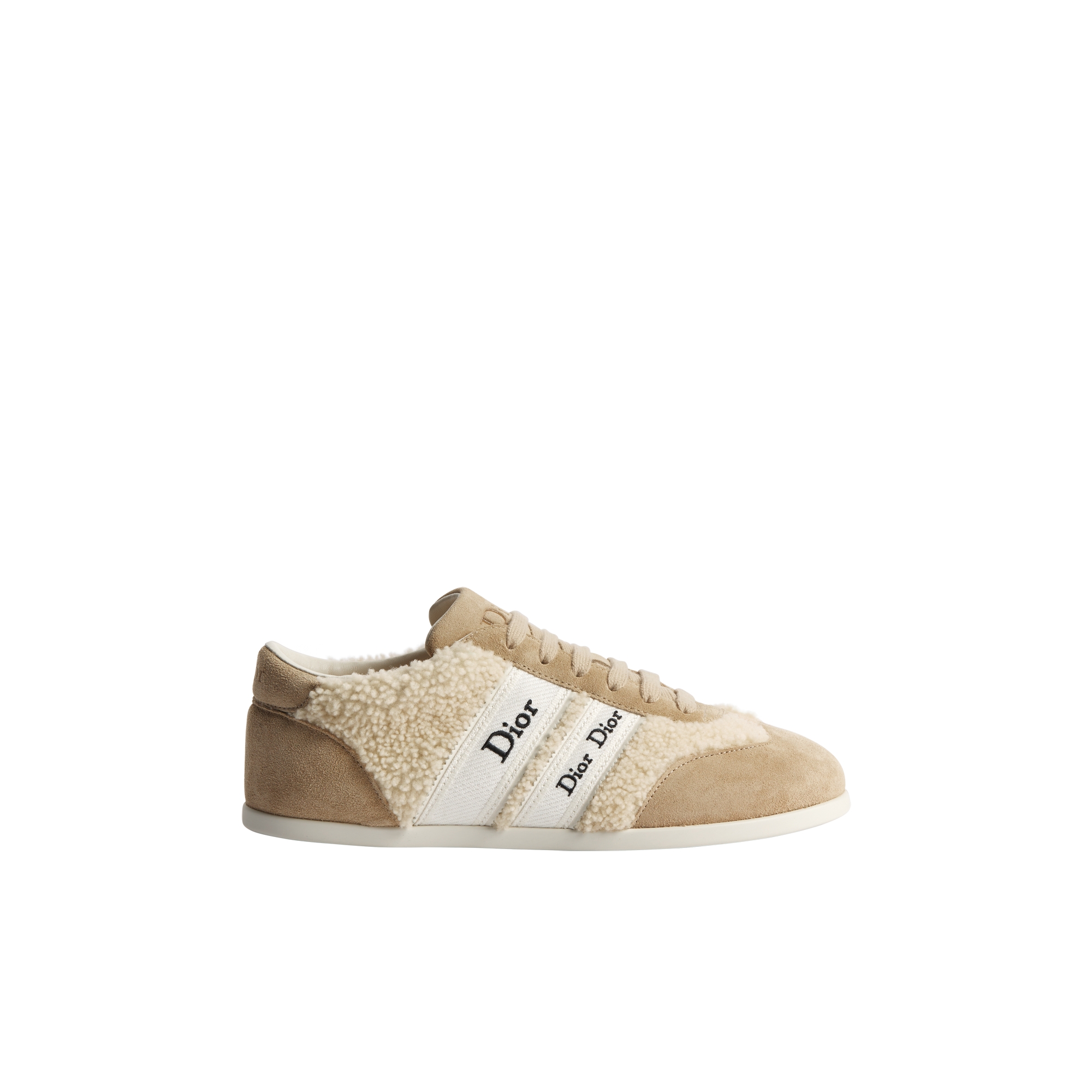 DiorAlps Dior Ribbon Sneaker Beige Sheepskin Shearling and Natural-Colored Suede Calfskin E02