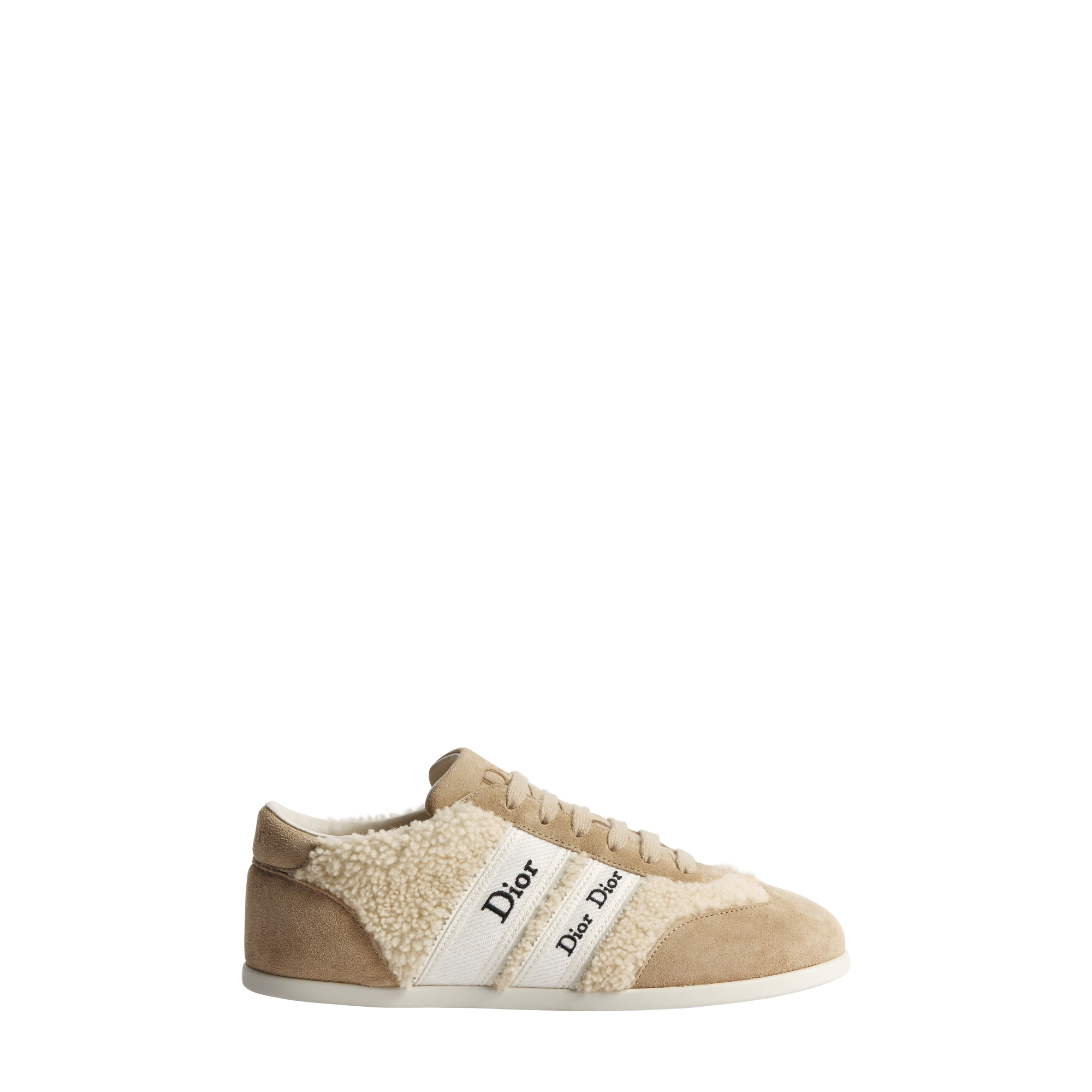 DiorAlps Dior Ribbon Sneaker Beige Sheepskin Shearling and Natural-Colored Suede Calfskin E02