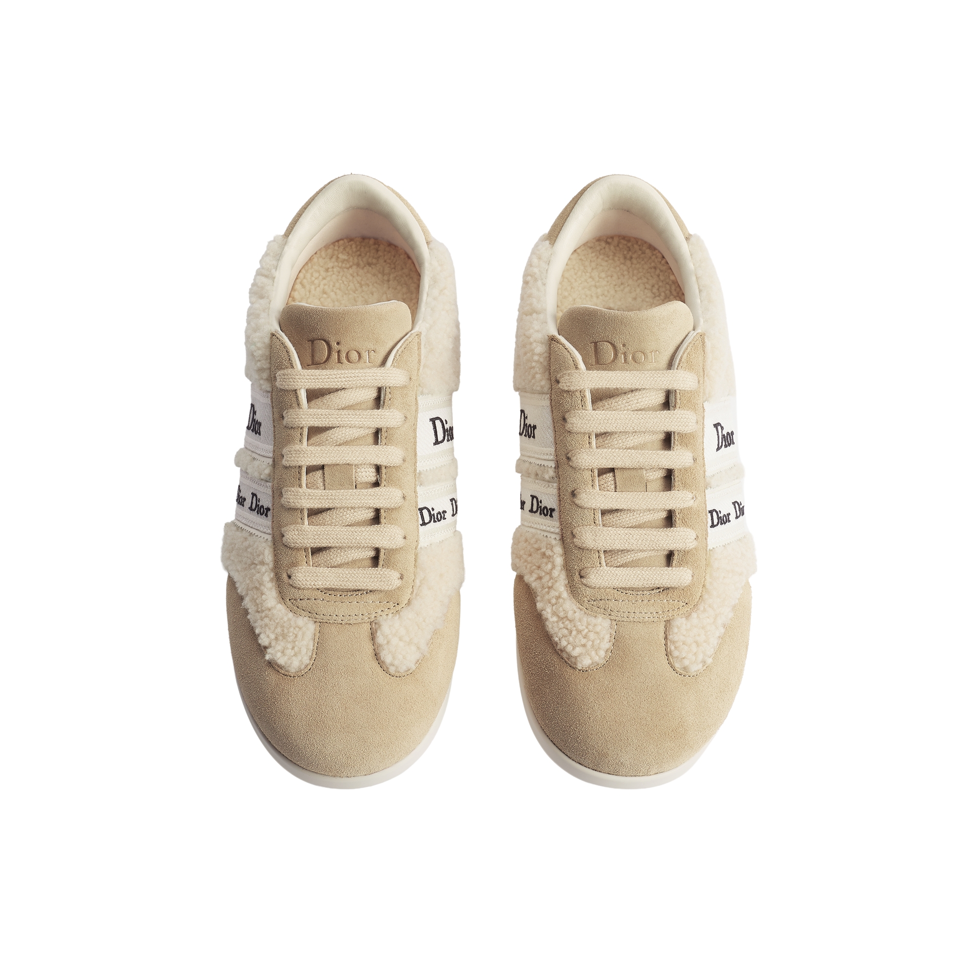 DiorAlps Dior Ribbon Sneaker Beige Sheepskin Shearling and Natural-Colored Suede Calfskin E06