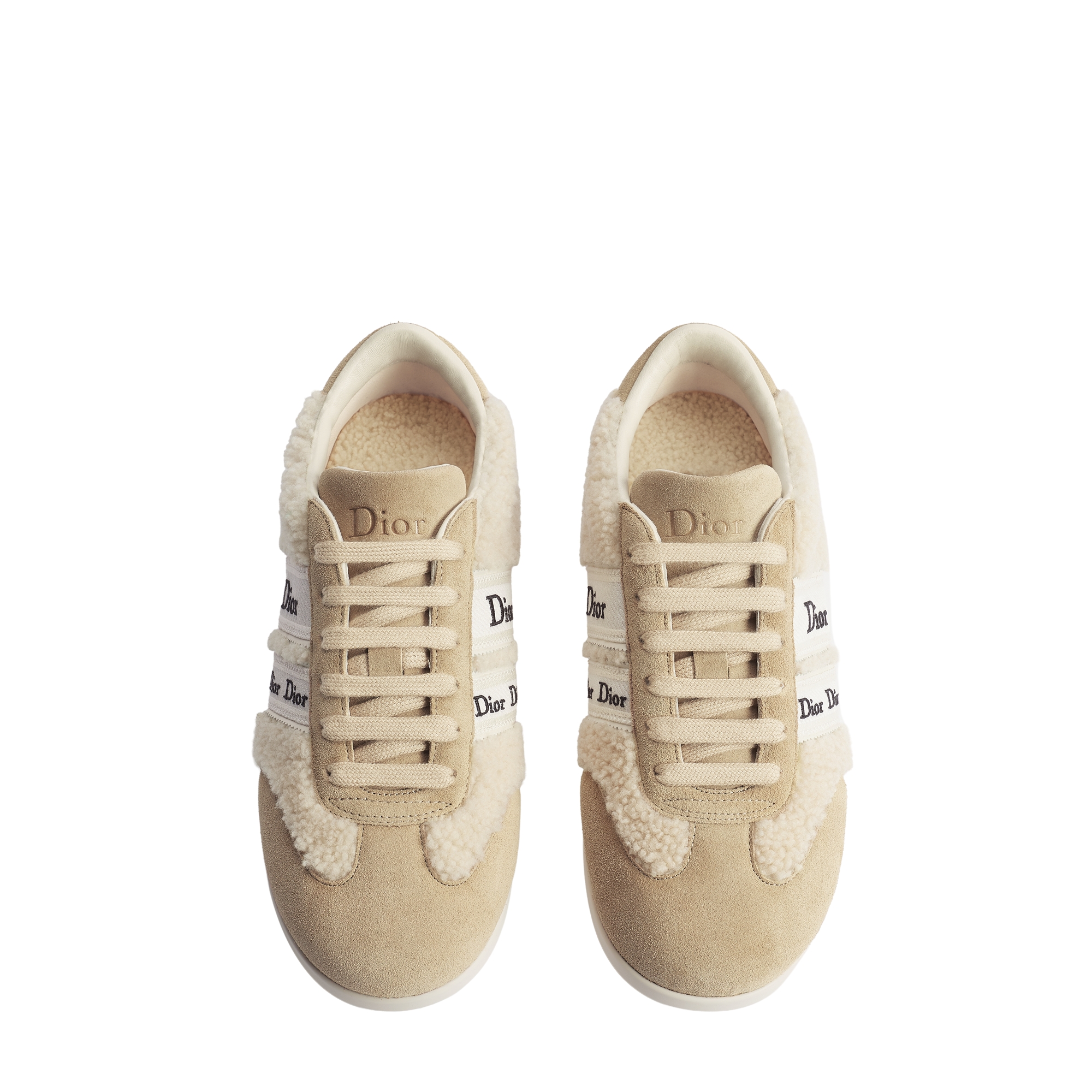 DiorAlps Dior Ribbon Sneaker Beige Sheepskin Shearling and Natural-Colored Suede Calfskin E06