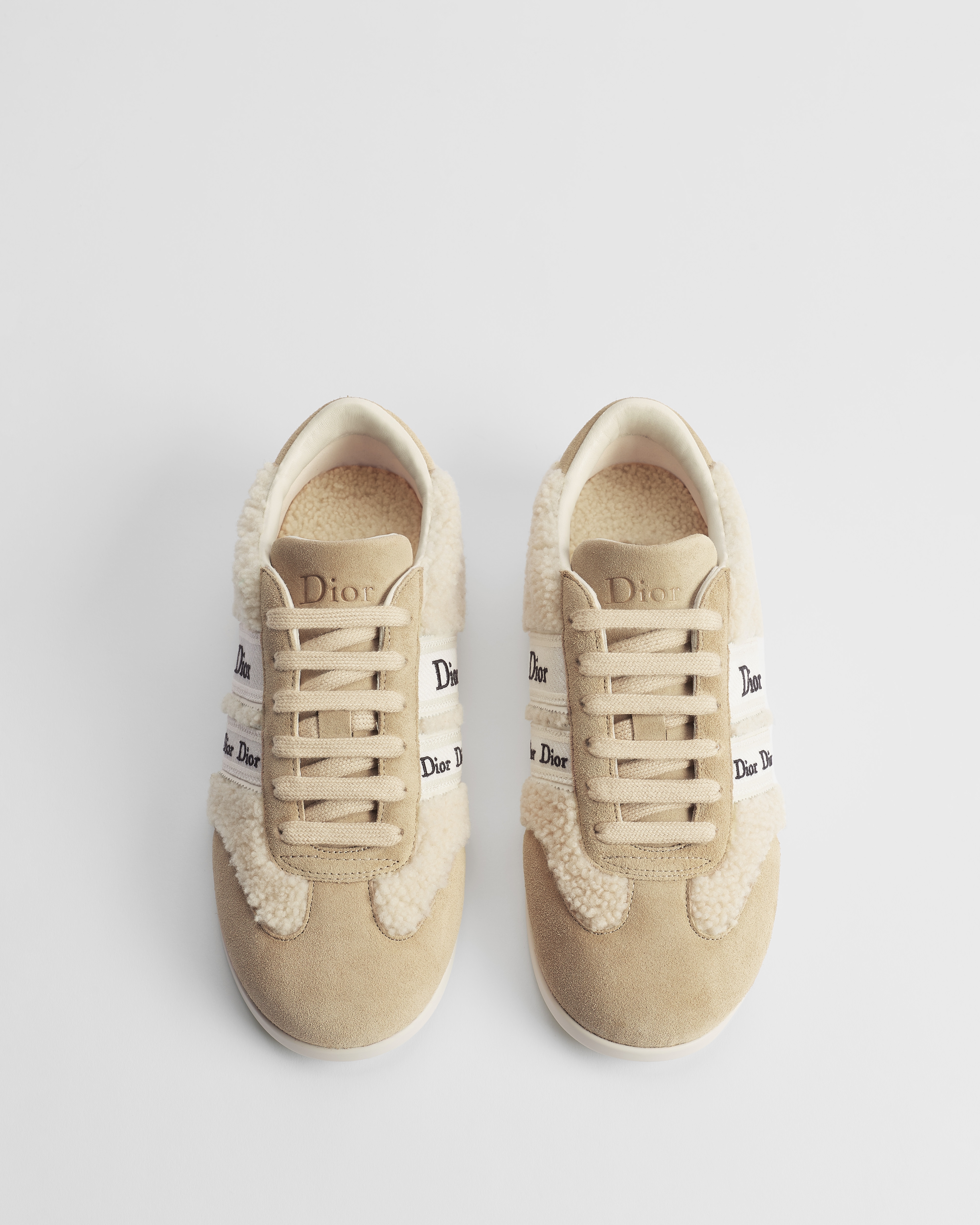 DiorAlps Dior Ribbon Sneaker Beige Sheepskin Shearling and Natural-Colored Suede Calfskin E06