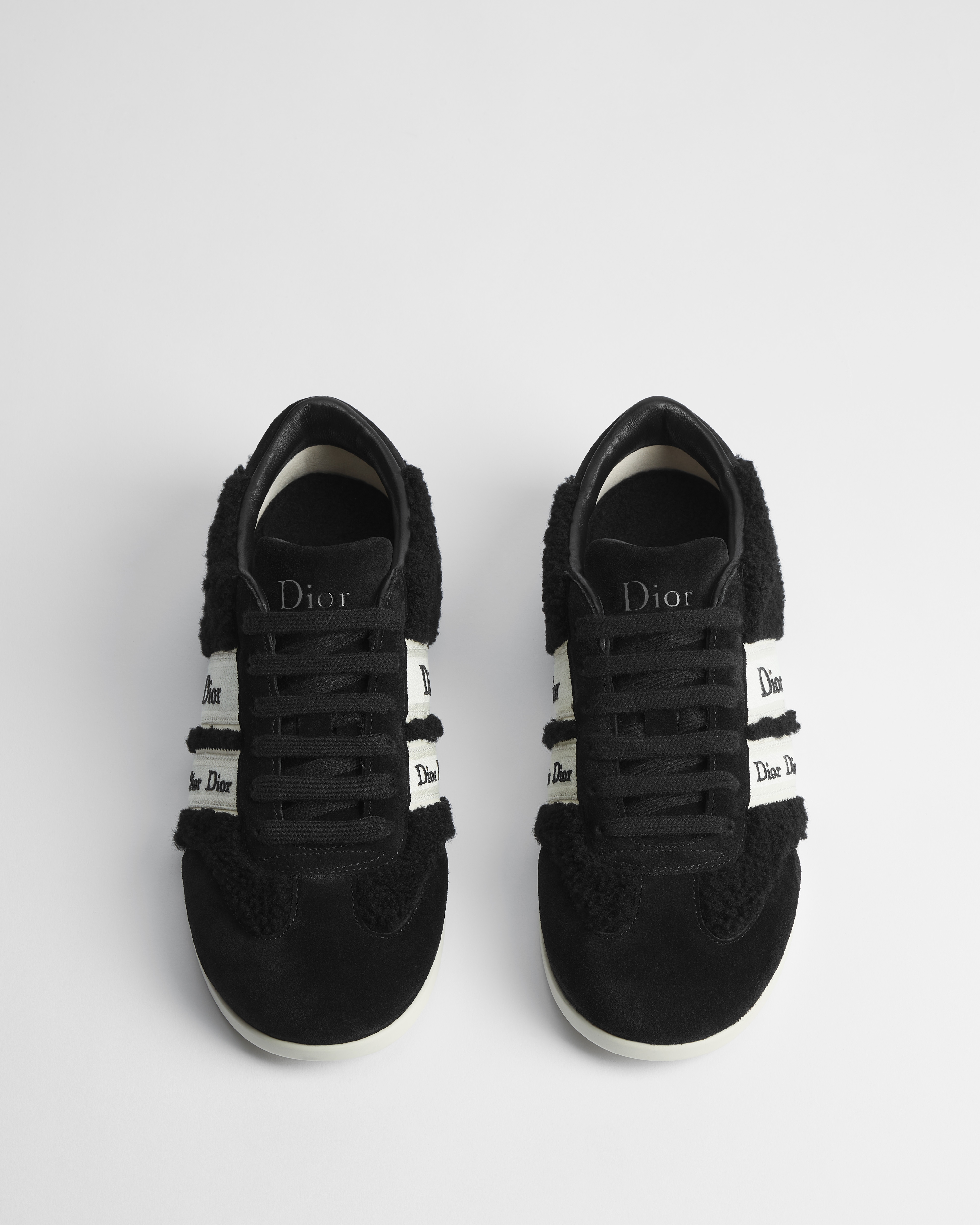 DiorAlps Dior Ribbon Sneaker Lammfell in Schwarz und Kalbsveloursleder in Schwarz E06