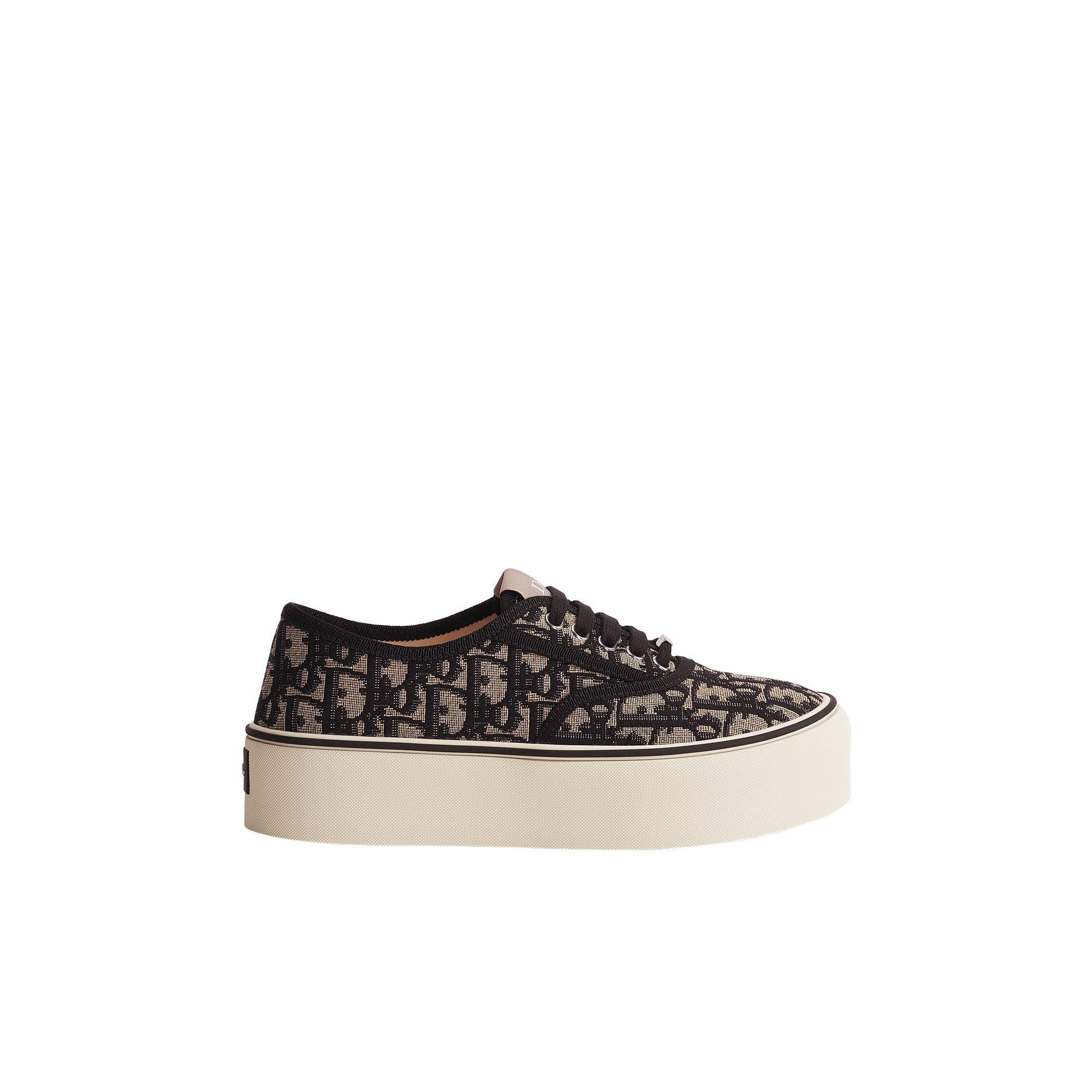 Dior Saltwind Platform Sneaker Beige and Blue Dior Oblique Embroidered Cotton E02