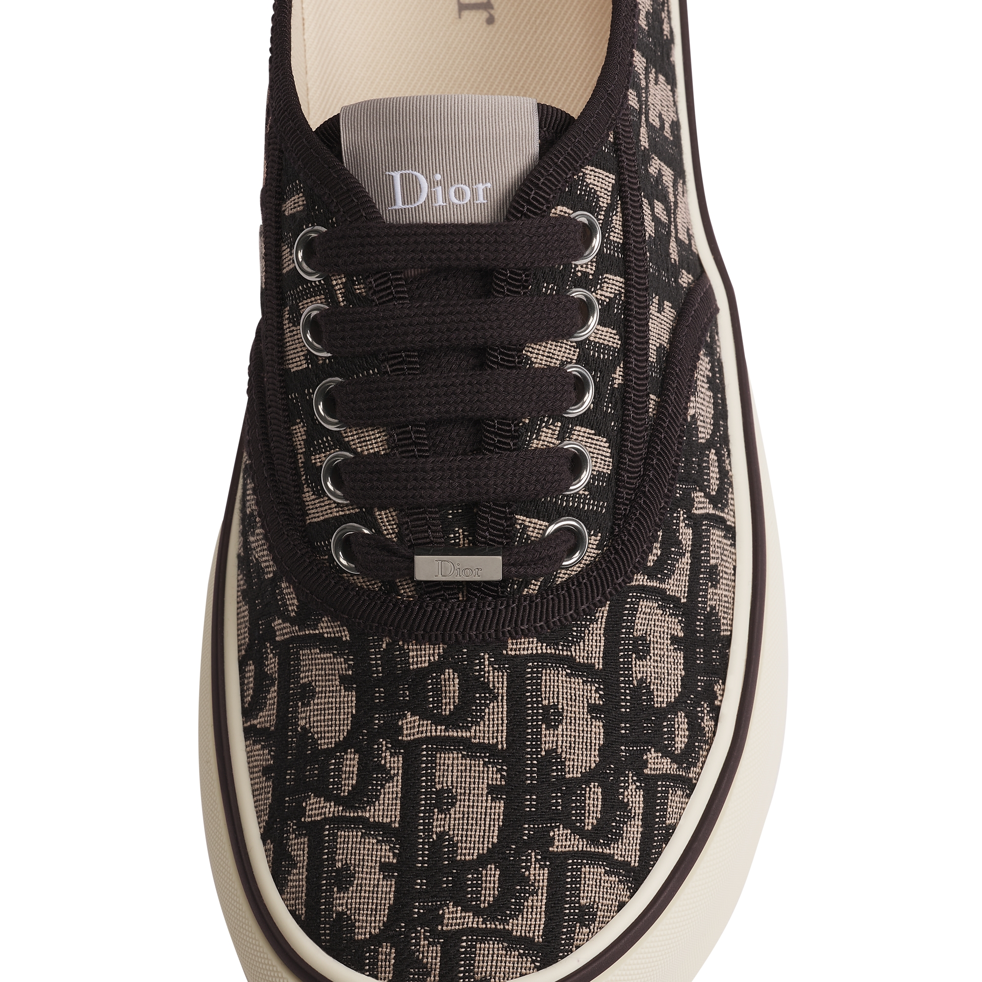 Dior Saltwind Platform Sneaker Beige and Blue Dior Oblique Embroidered Cotton E09