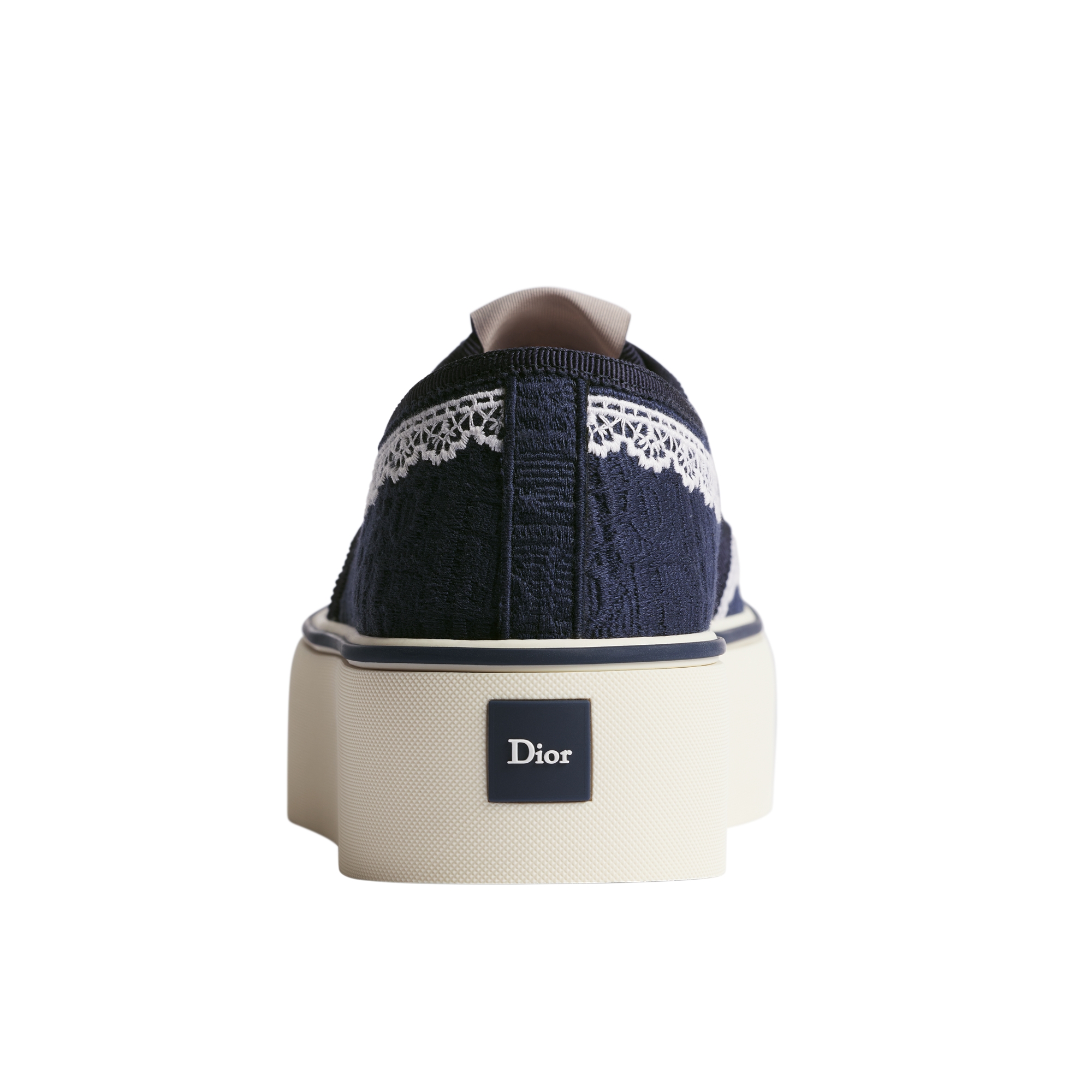 Dior Saltwind Platform Sneaker Blue Dior Oblique Embroidered Cotton and White Lace E08