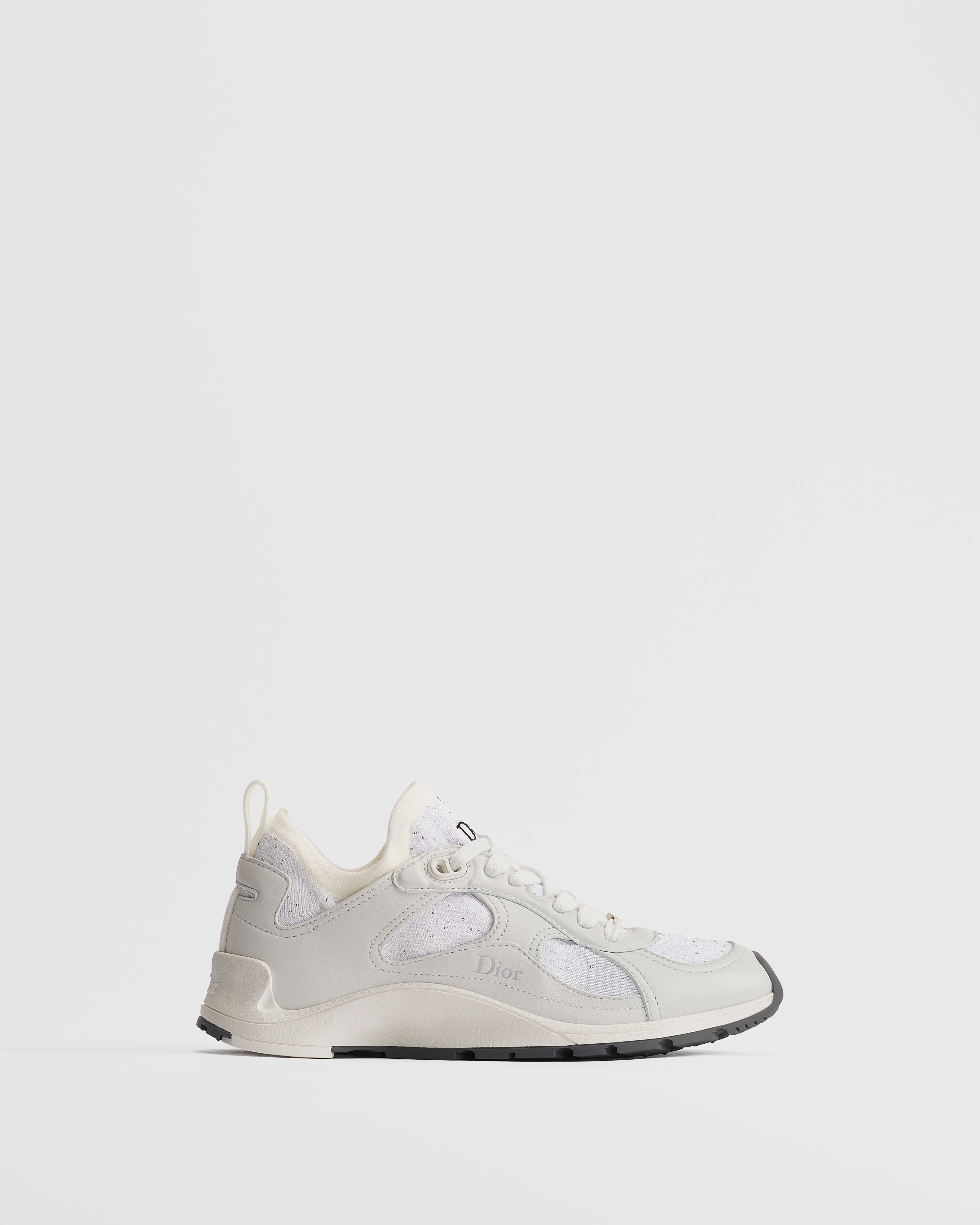Dior Mile Sneaker Lammleder in Weiß und Strick mit Paillettenstickerei in Weiß E02