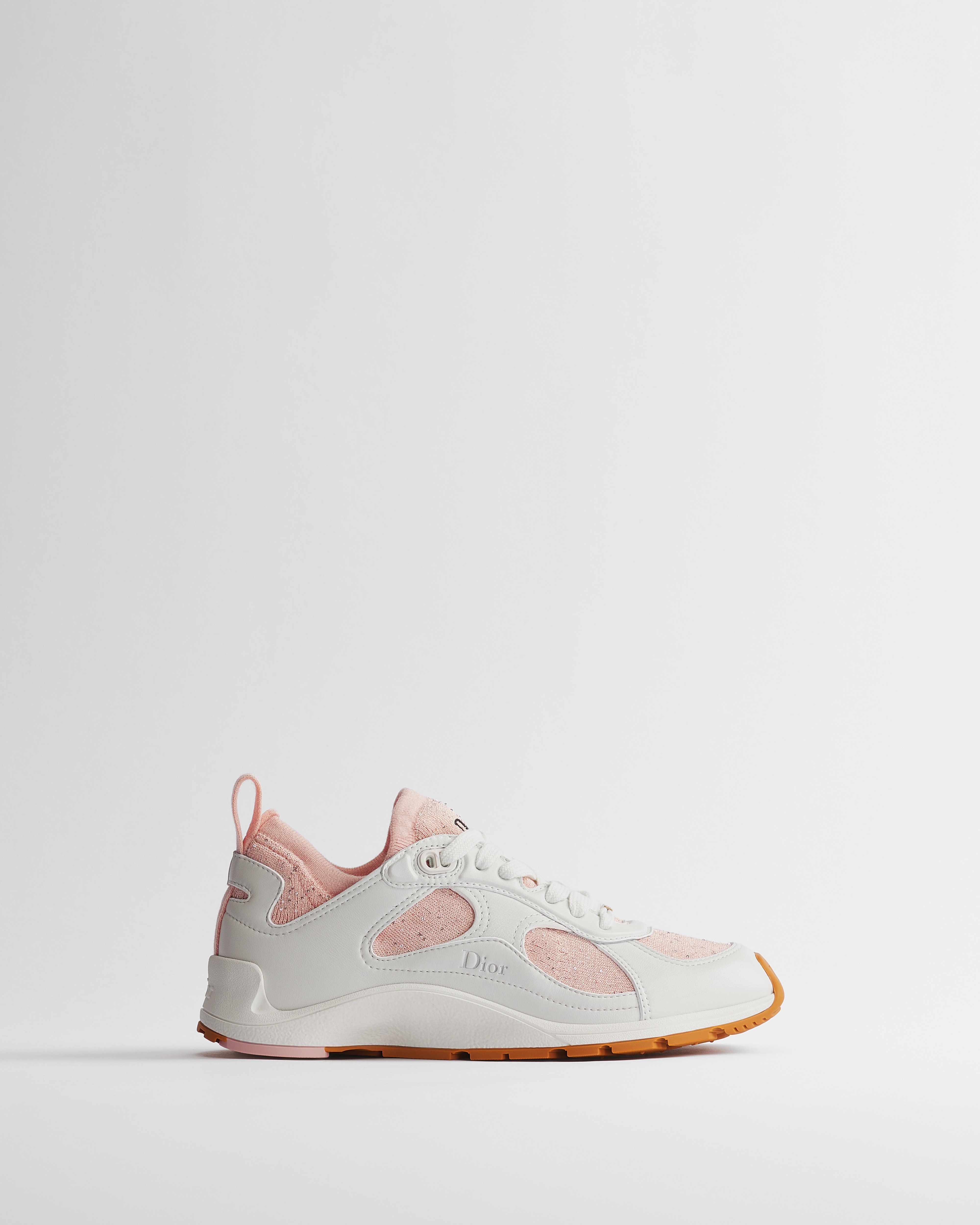 Dior Mile Sneaker White Lambskin and Pink Sequin-Embroidered Knit E02