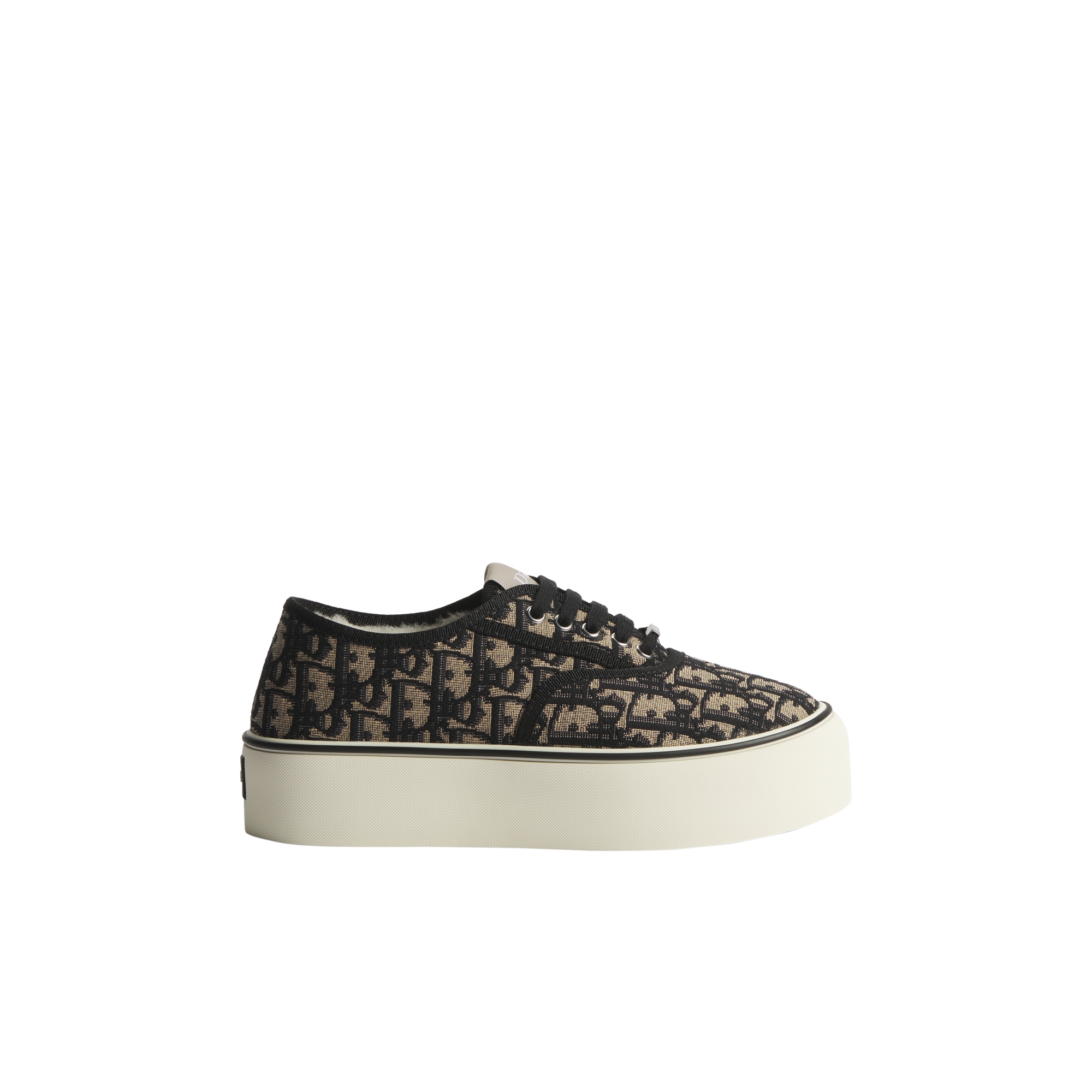 DiorAlps Dior Saltwind Platform Sneaker Beige and Black Dior Oblique Embroidered Cotton E02