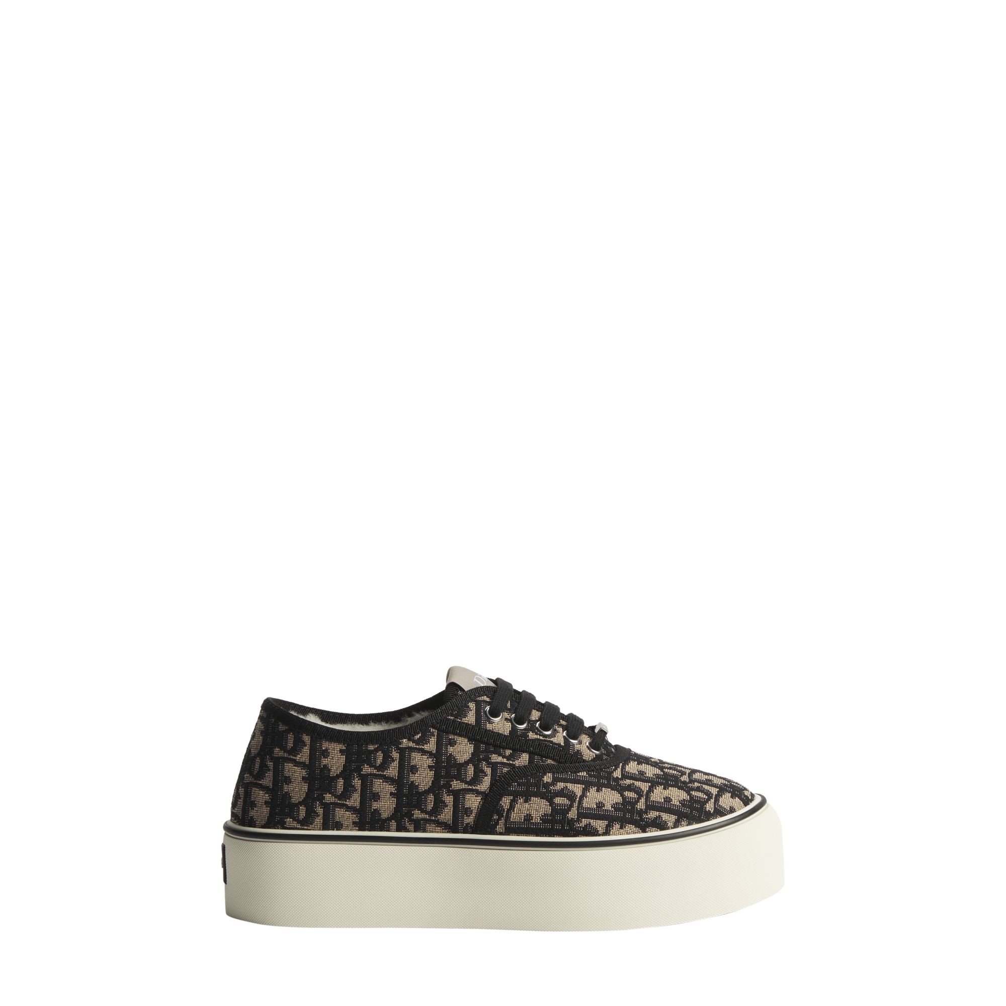 DiorAlps Dior Saltwind Platform Sneaker Beige and Black Dior Oblique Embroidered Cotton E02